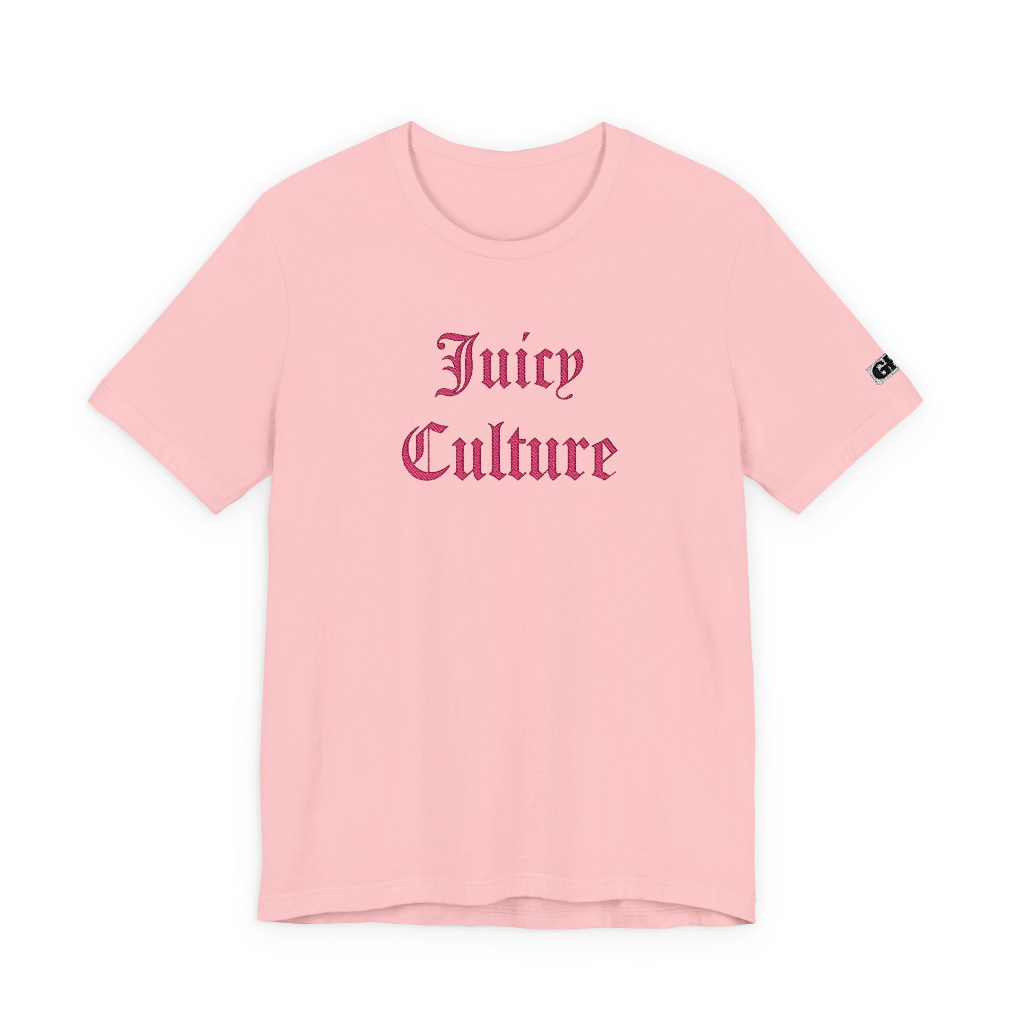 Juicy Culture Graphic Tee — Gothic Script White T-Shirt