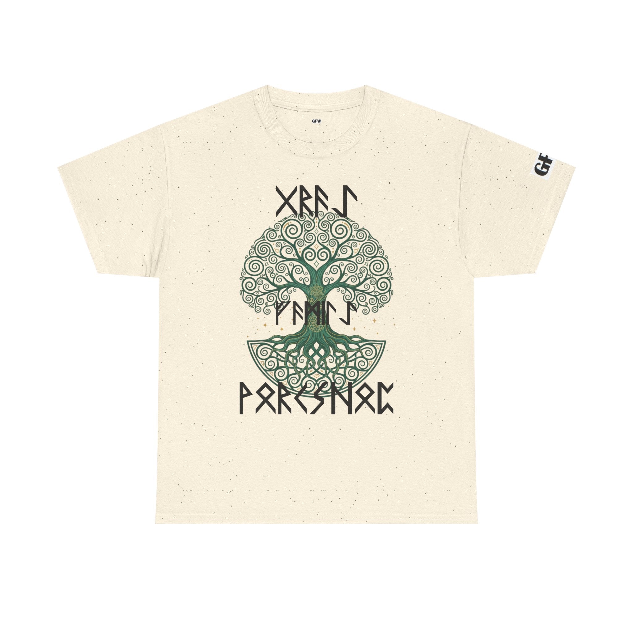 Yggdrasil Tree of Life T‑Shirt — "Gray Family Workshop" written in Rune