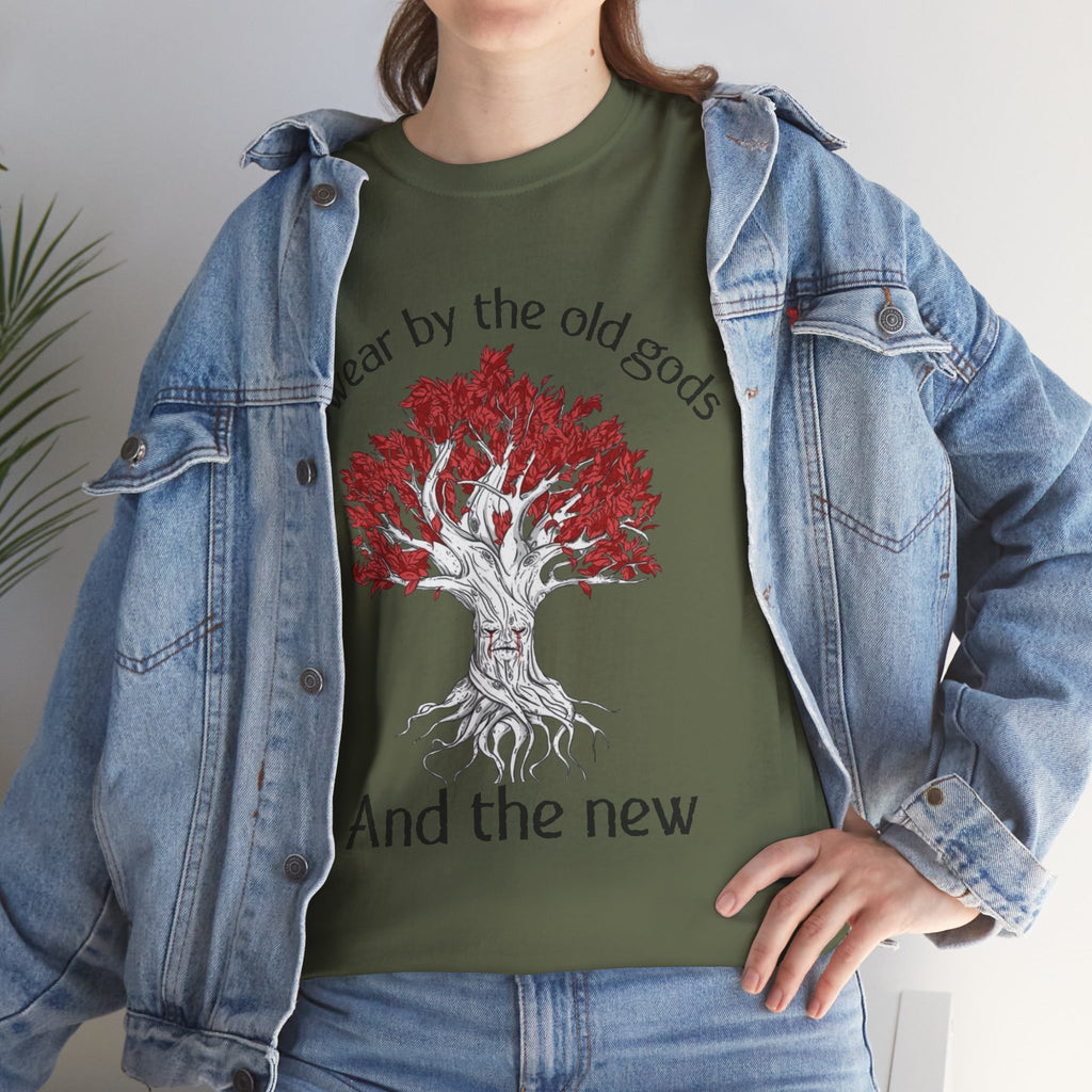 Old Gods & New Tree Tee — "Swear by the old gods and the new" Graphic Shirt