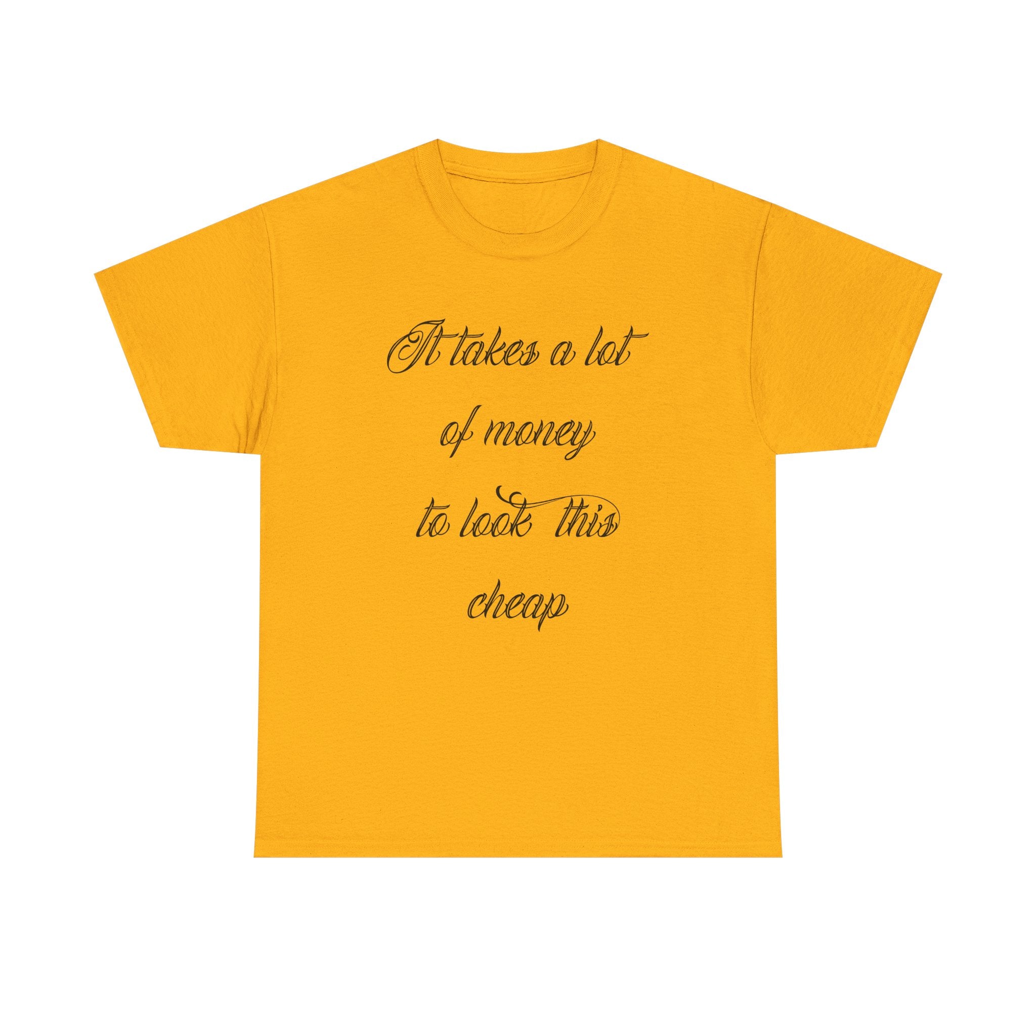 T-Shirt — "It takes a lot of money to look this cheap" Script Graphic Tee