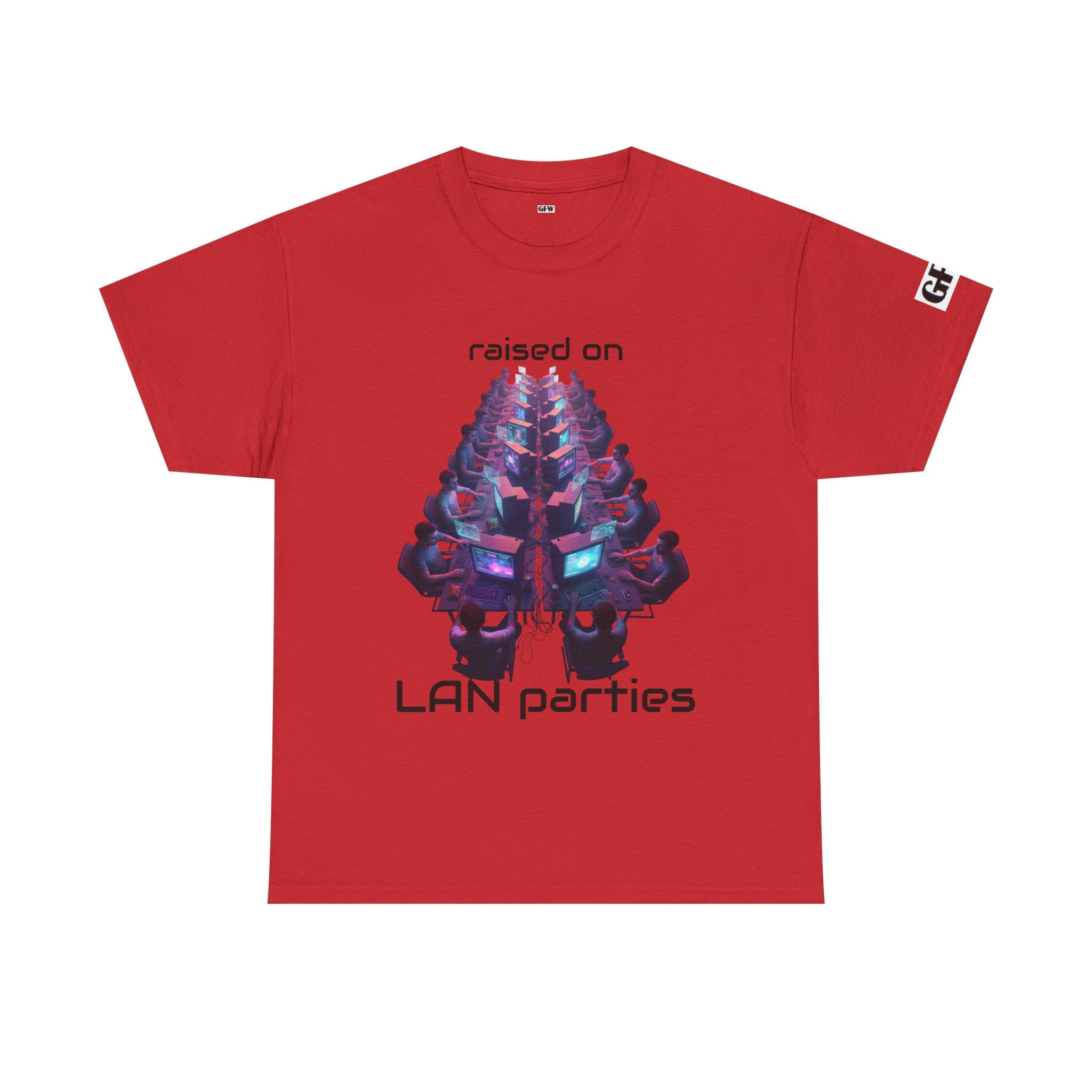 LAN Parties T-Shirt — "Raised on LAN parties" PC Gaming Tee with LAN Checklist