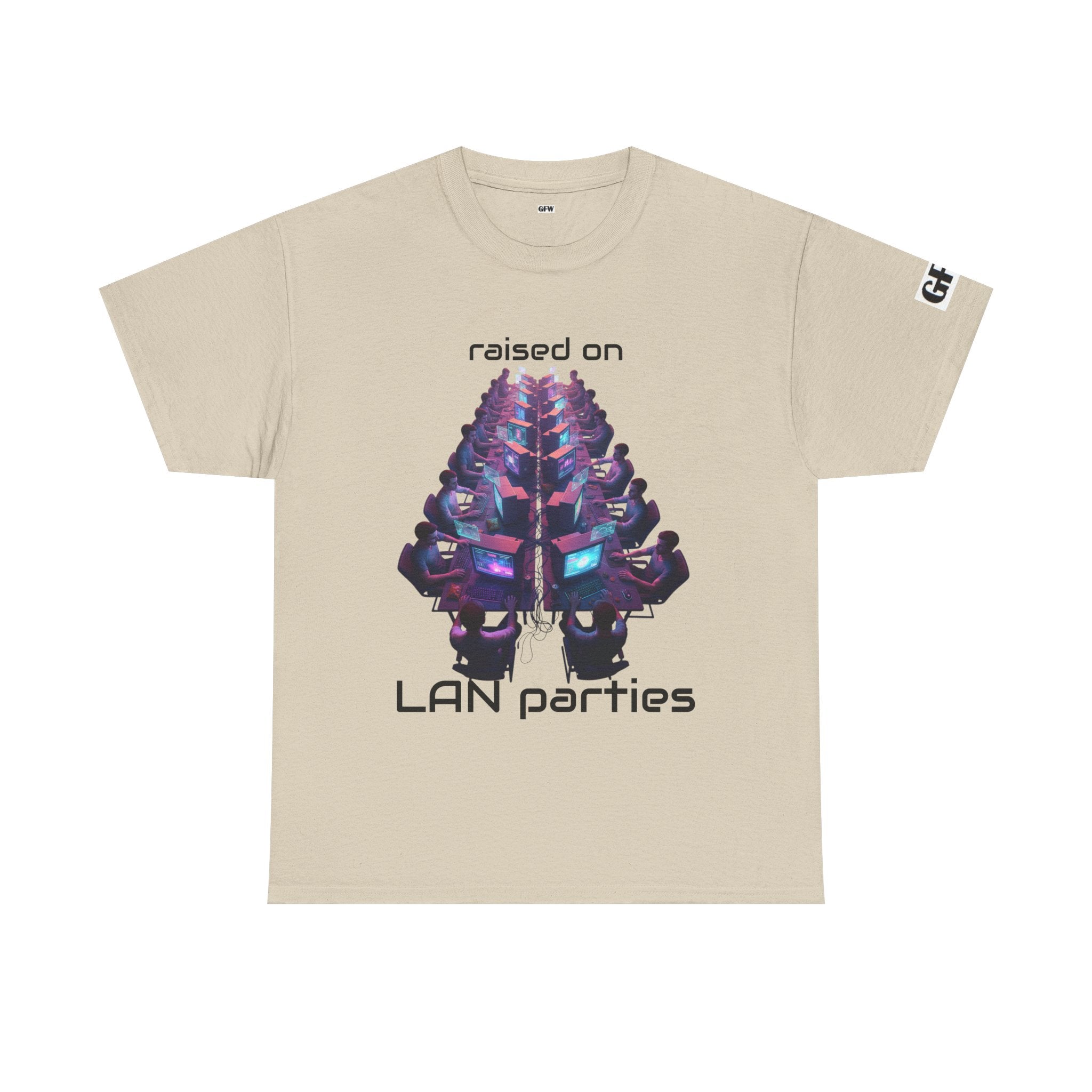 LAN Parties T-Shirt — "Raised on LAN parties" PC Gaming Tee with LAN Checklist
