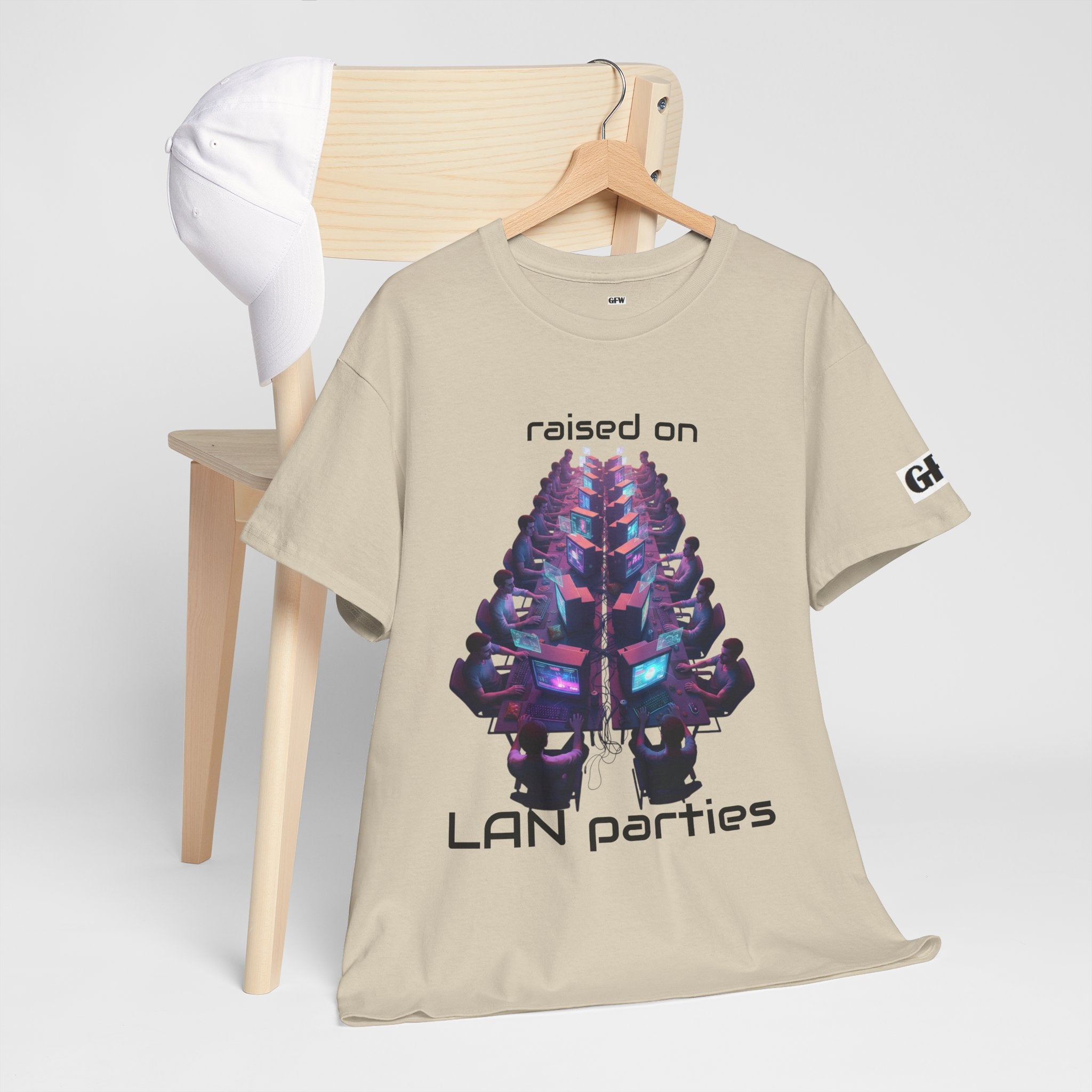 LAN Parties T-Shirt — "Raised on LAN parties" PC Gaming Tee with LAN Checklist