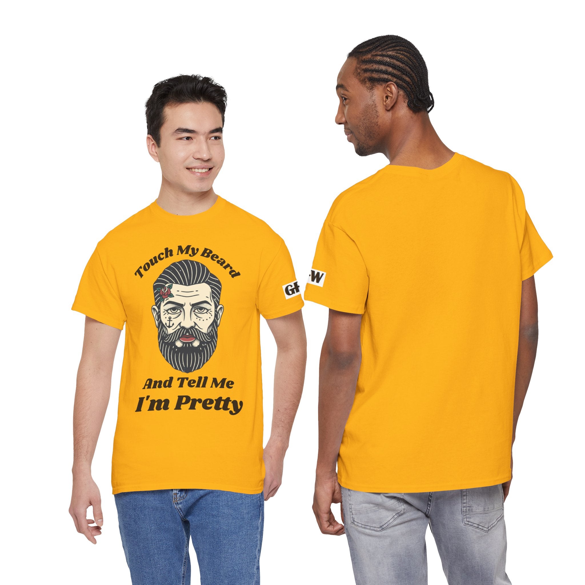 Bearded Tee – "Touch My Beard And Tell Me I'm Pretty" Funny Graphic T-Shirt