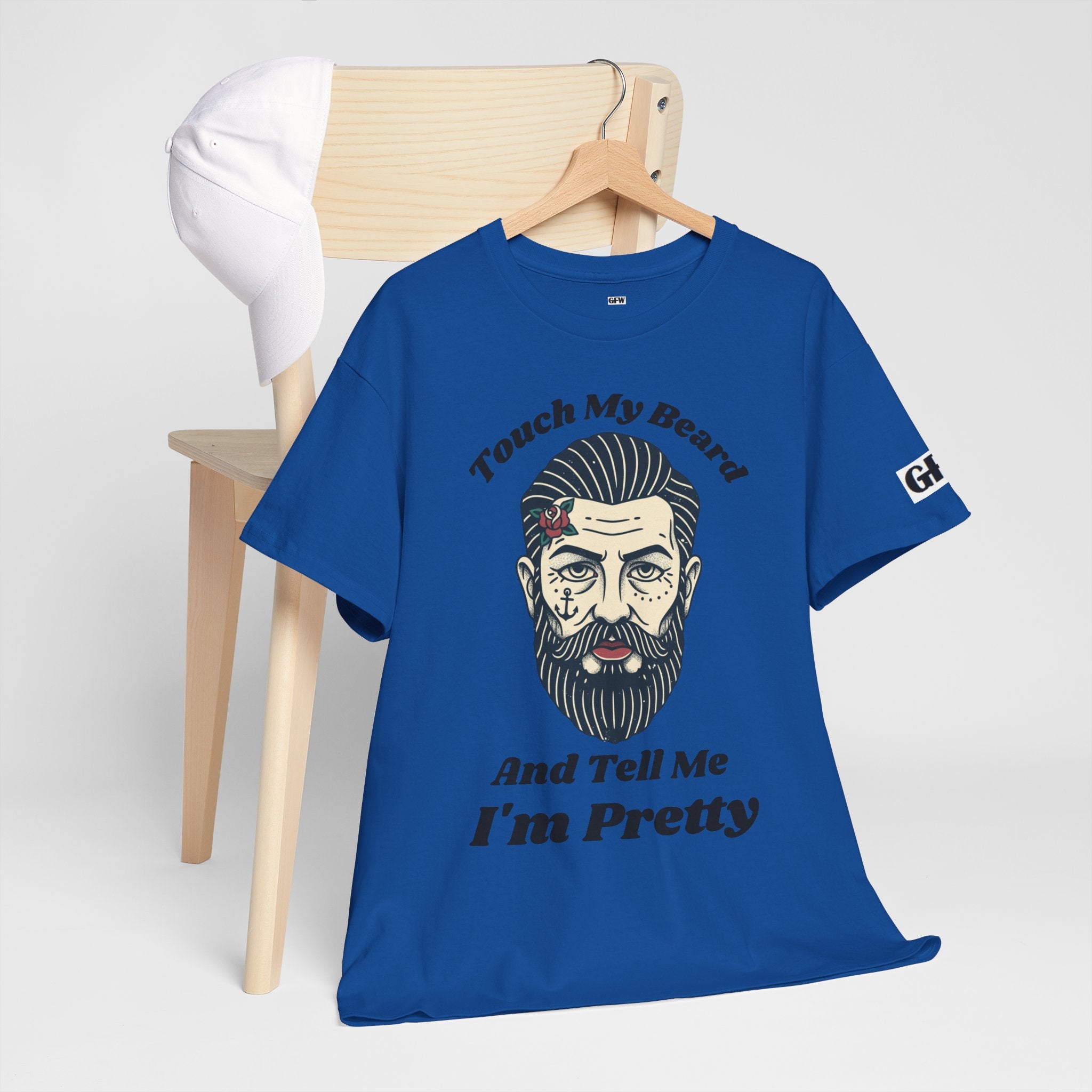 Bearded Tee – "Touch My Beard And Tell Me I'm Pretty" Funny Graphic T-Shirt