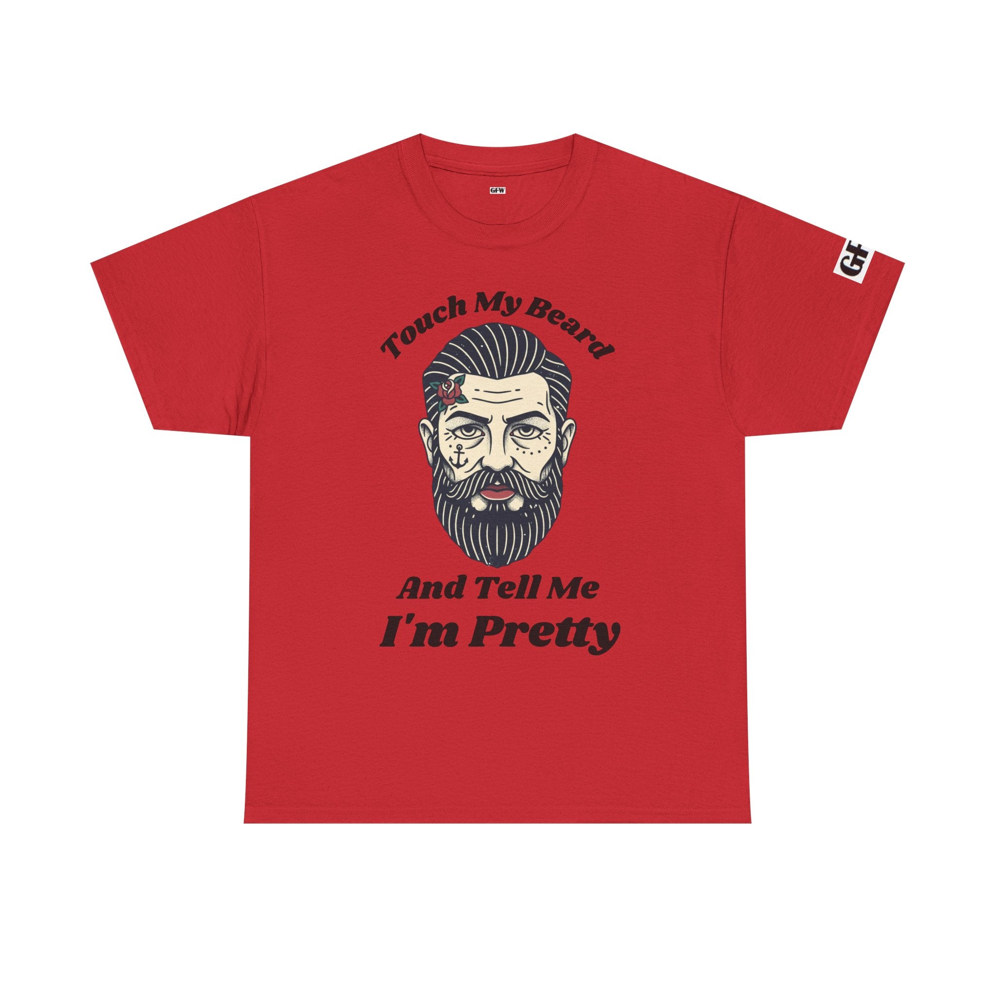 Bearded Tee – "Touch My Beard And Tell Me I'm Pretty" Funny Graphic T-Shirt