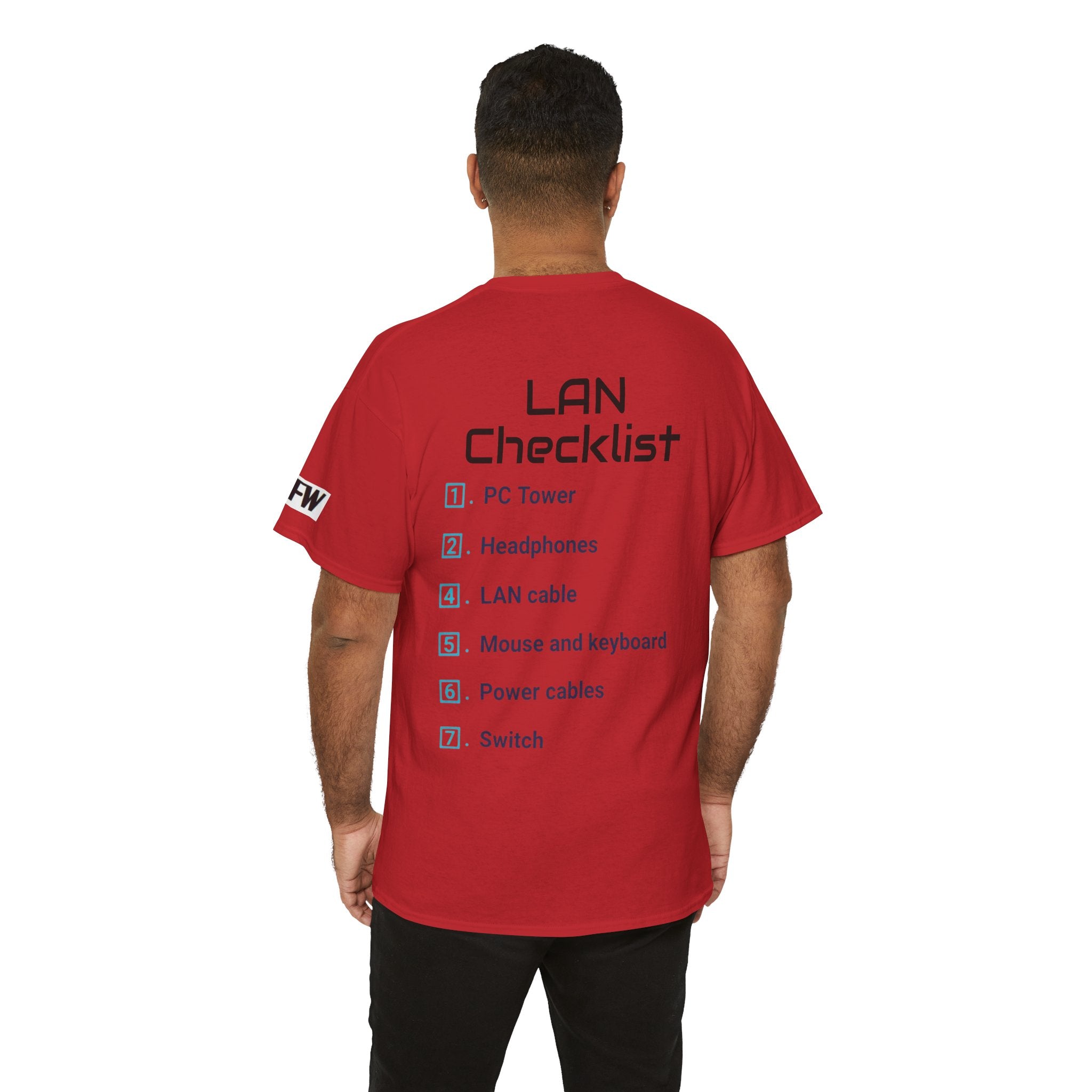 LAN Parties T-Shirt — "Raised on LAN parties" PC Gaming Tee with LAN Checklist