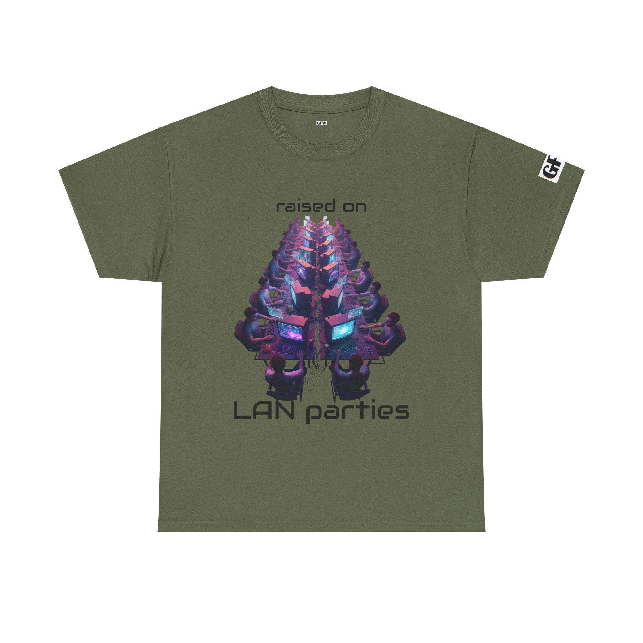 LAN Parties T-Shirt — "Raised on LAN parties" PC Gaming Tee with LAN Checklist