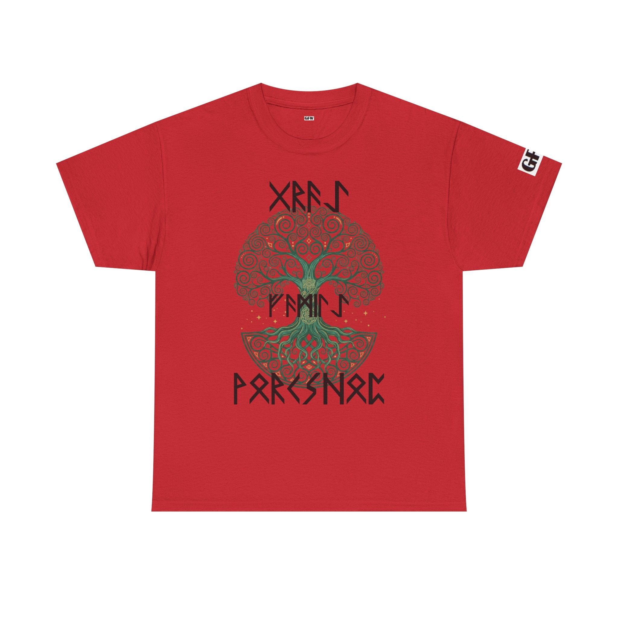 Yggdrasil Tree of Life T‑Shirt — "Gray Family Workshop" written in Rune