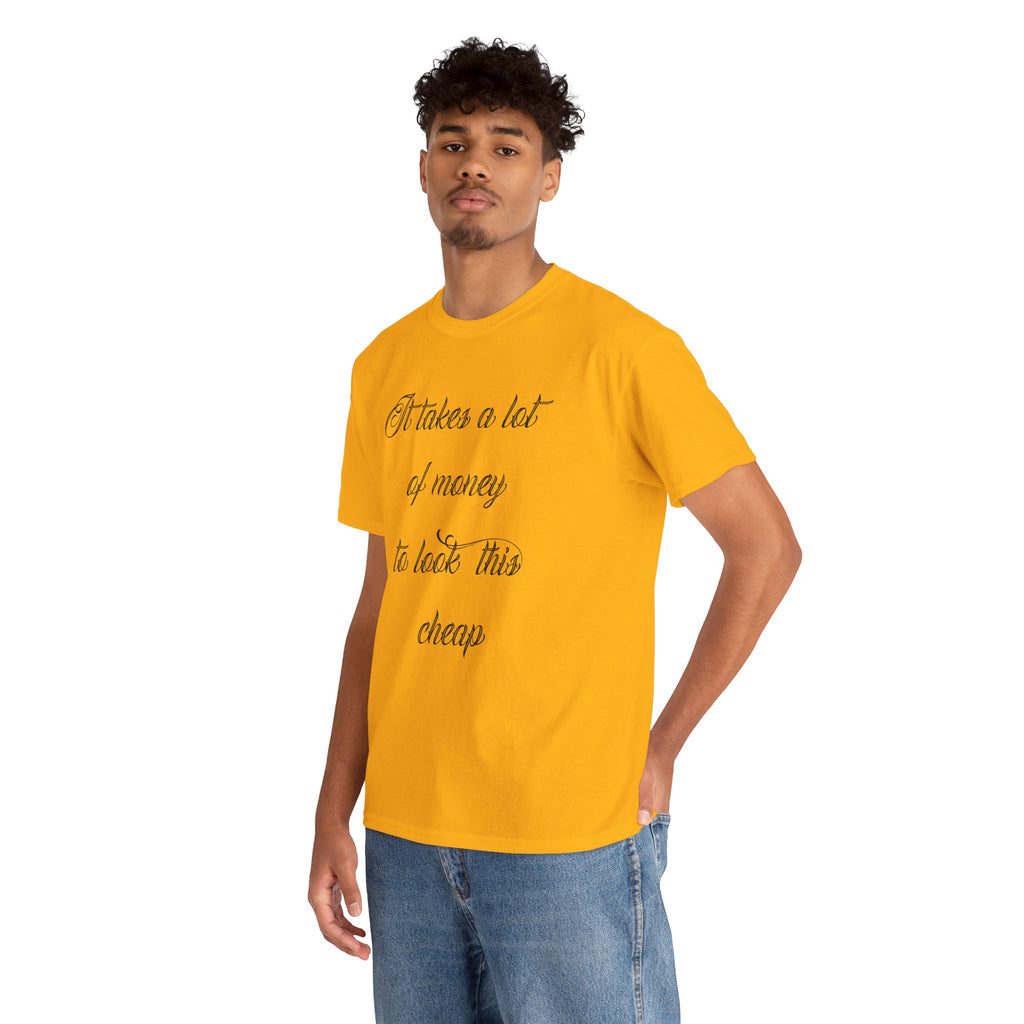 T-Shirt — "It takes a lot of money to look this cheap" Script Graphic Tee
