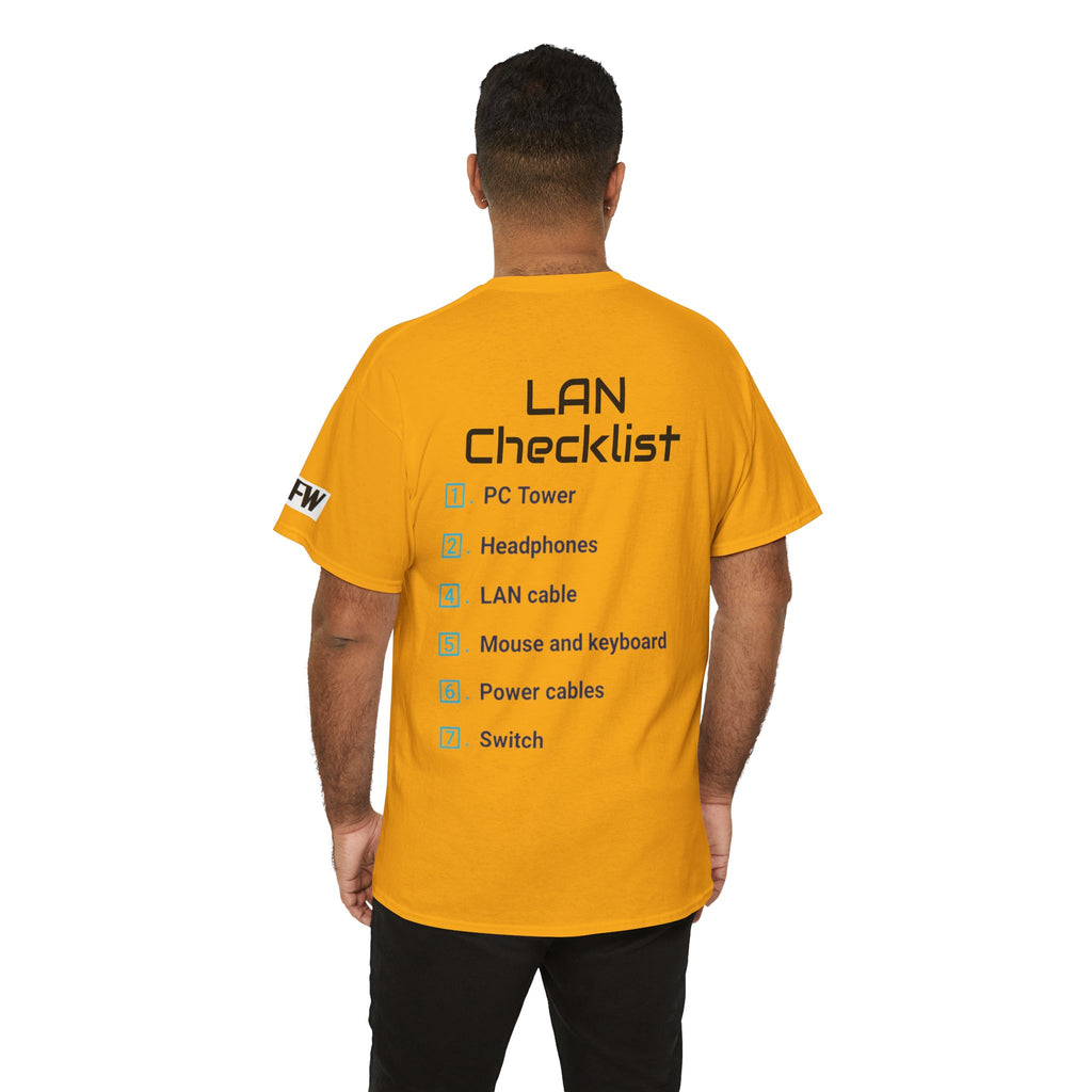 LAN Parties T-Shirt — "Raised on LAN parties" PC Gaming Tee with LAN Checklist