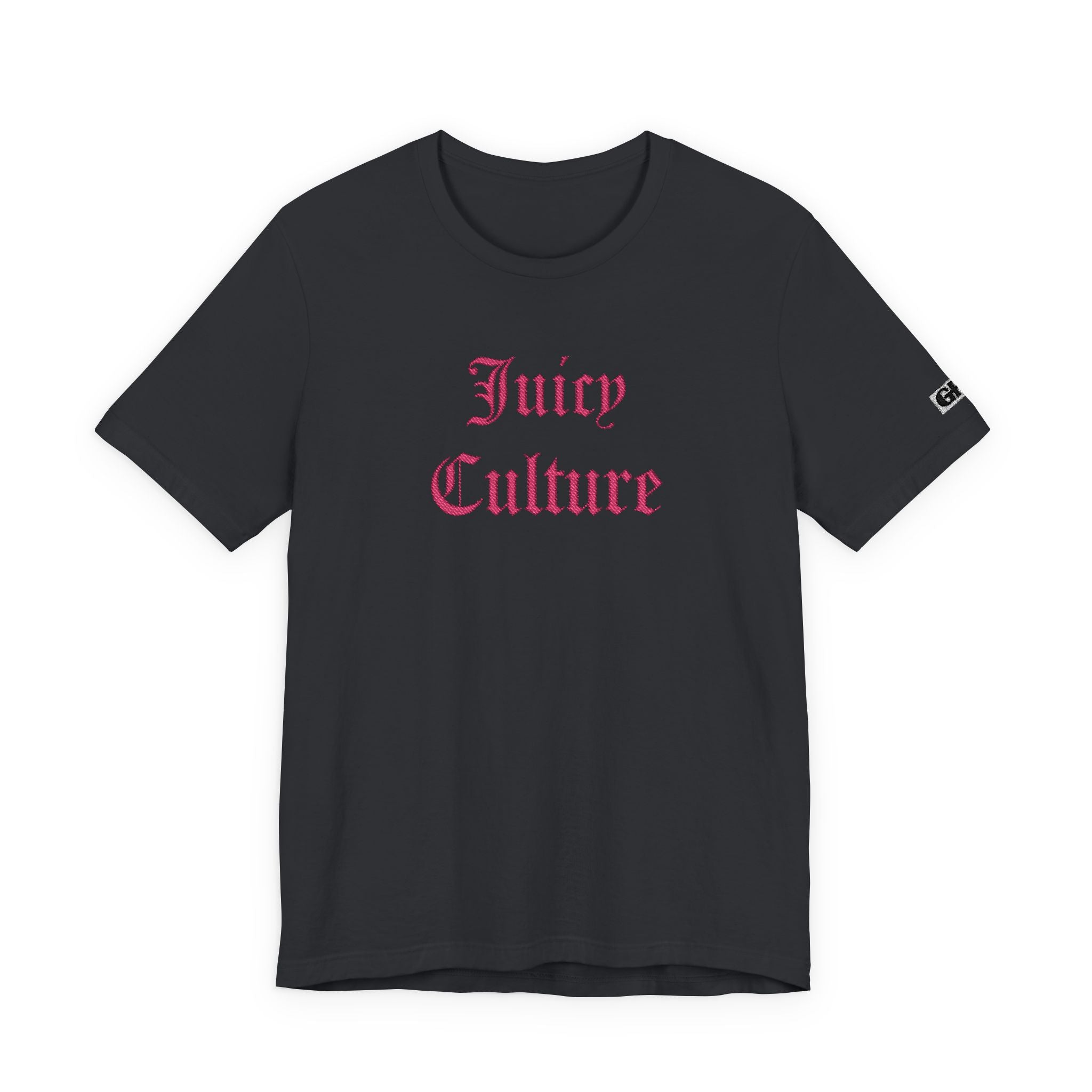 Juicy Culture Graphic Tee — Gothic Script White T-Shirt