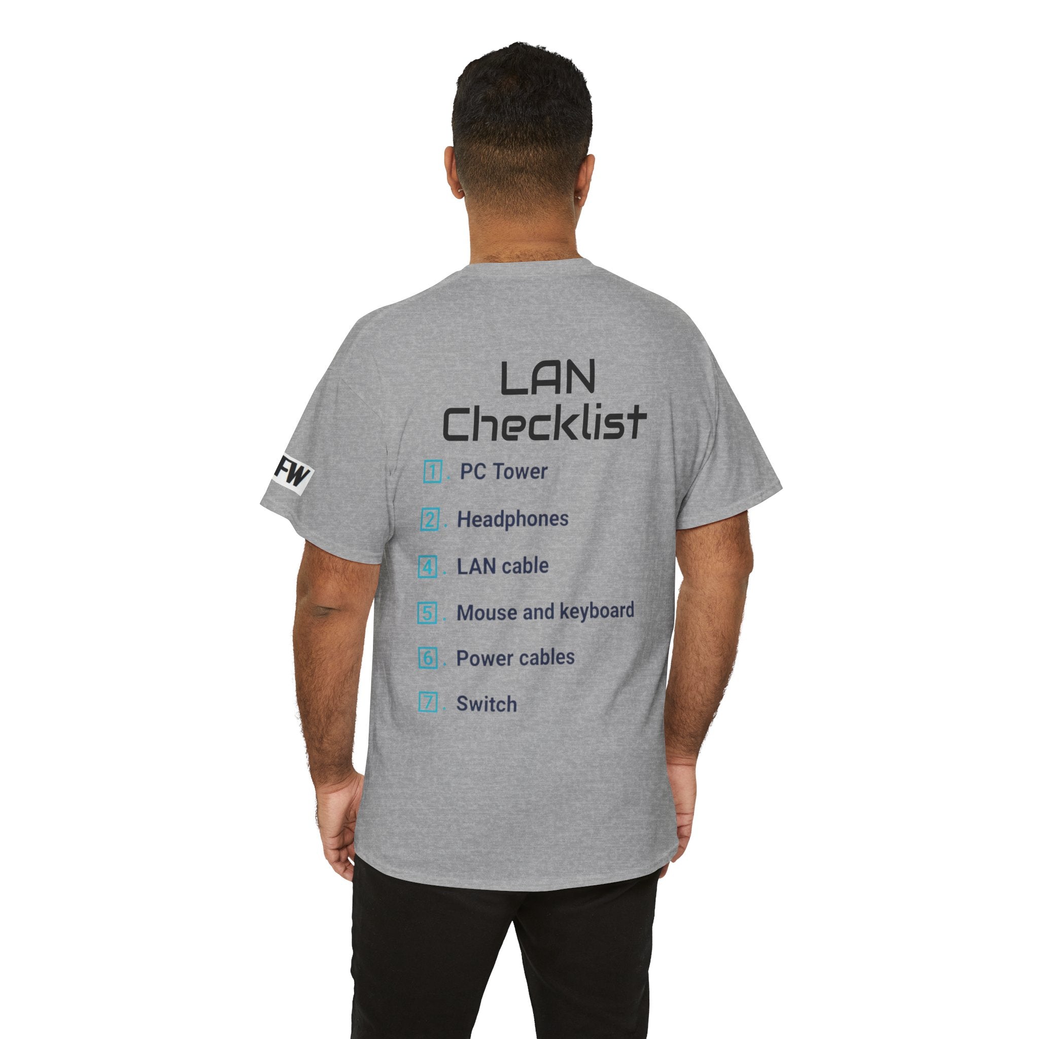 LAN Parties T-Shirt — "Raised on LAN parties" PC Gaming Tee with LAN Checklist