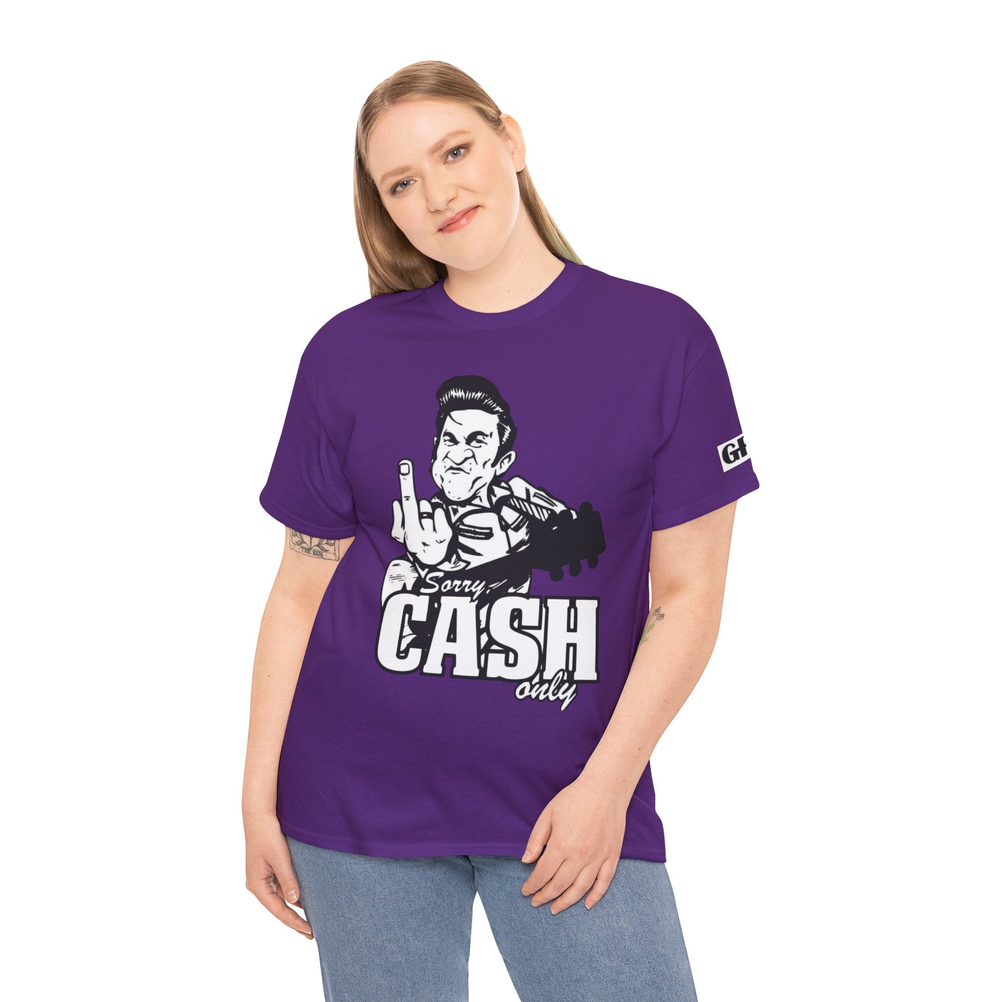 Graphic Tee — 'Sorry Cash Only' Johnny Guitar Retro Rock T-Shirt