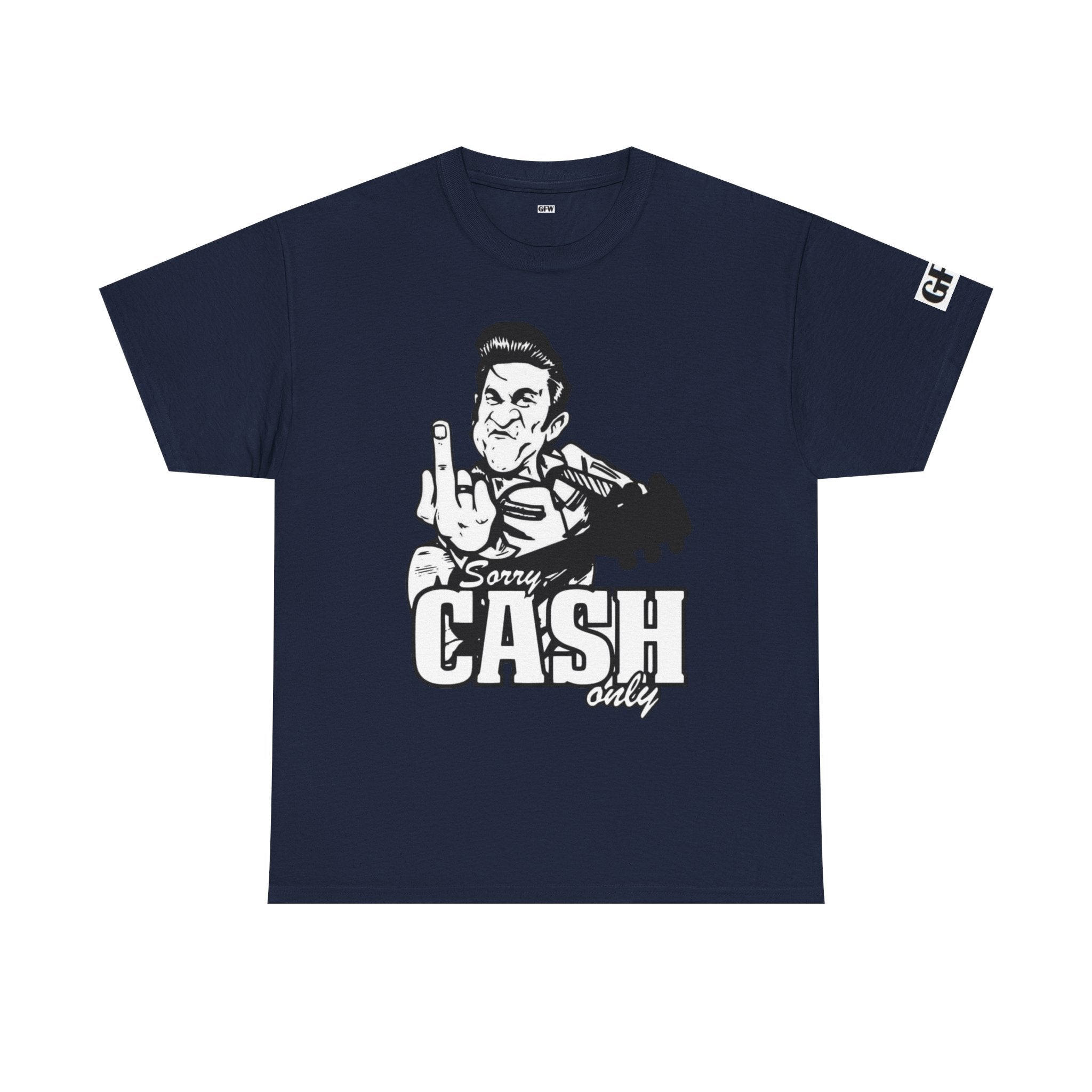 Graphic Tee — 'Sorry Cash Only' Johnny Guitar Retro Rock T-Shirt