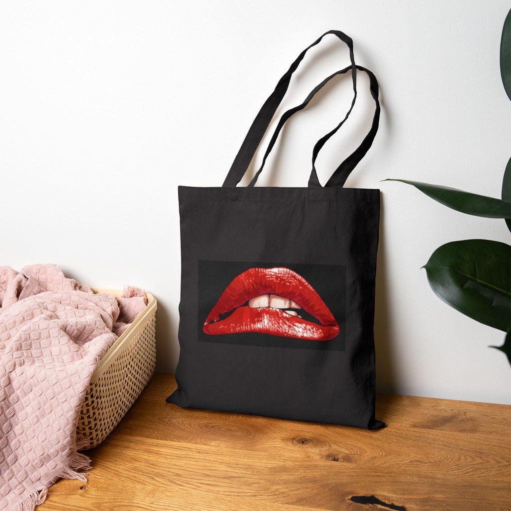 Retro Pop Art Tote Bag — "Oh Behave!" & Red Lips Canvas Shopper