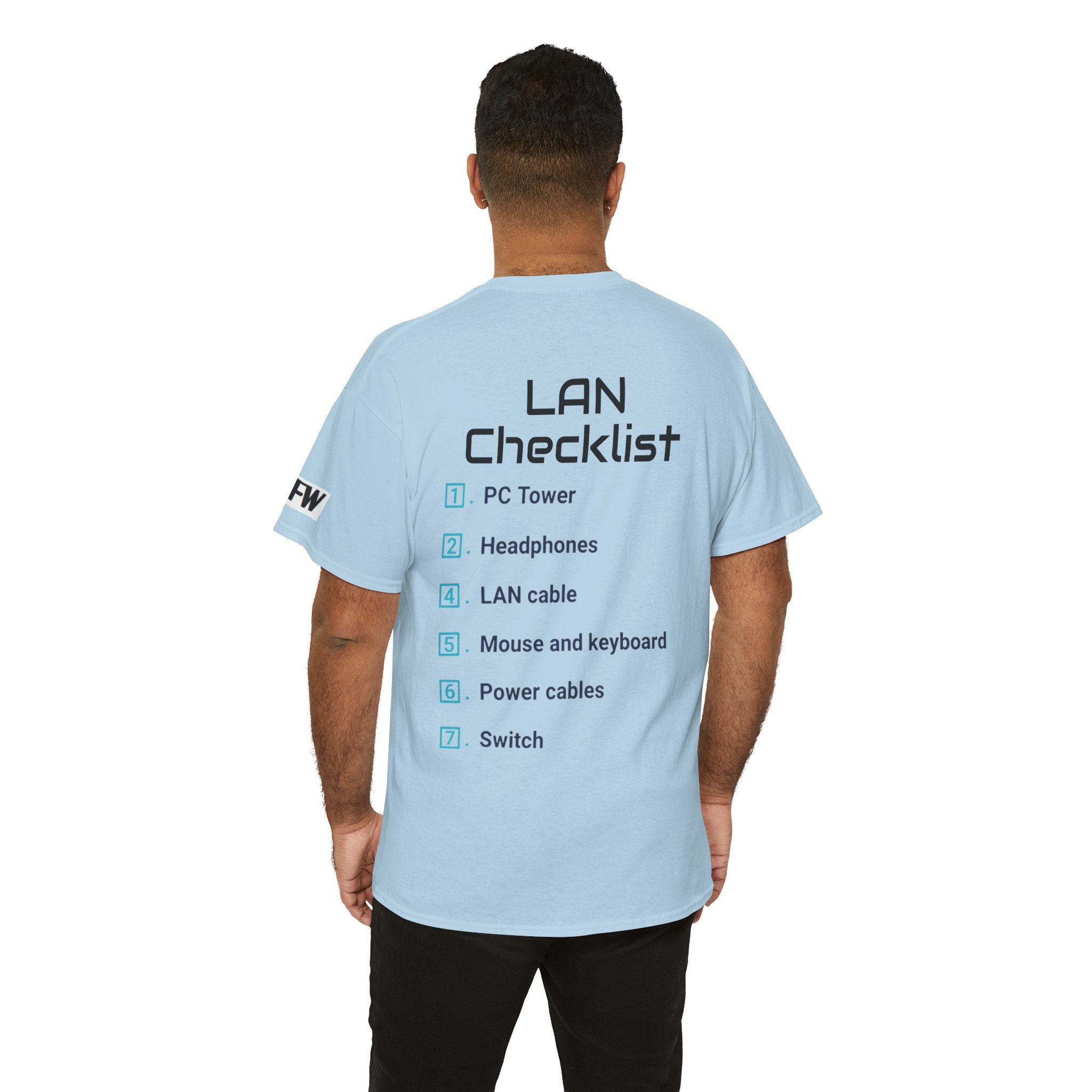 LAN Parties T-Shirt — "Raised on LAN parties" PC Gaming Tee with LAN Checklist