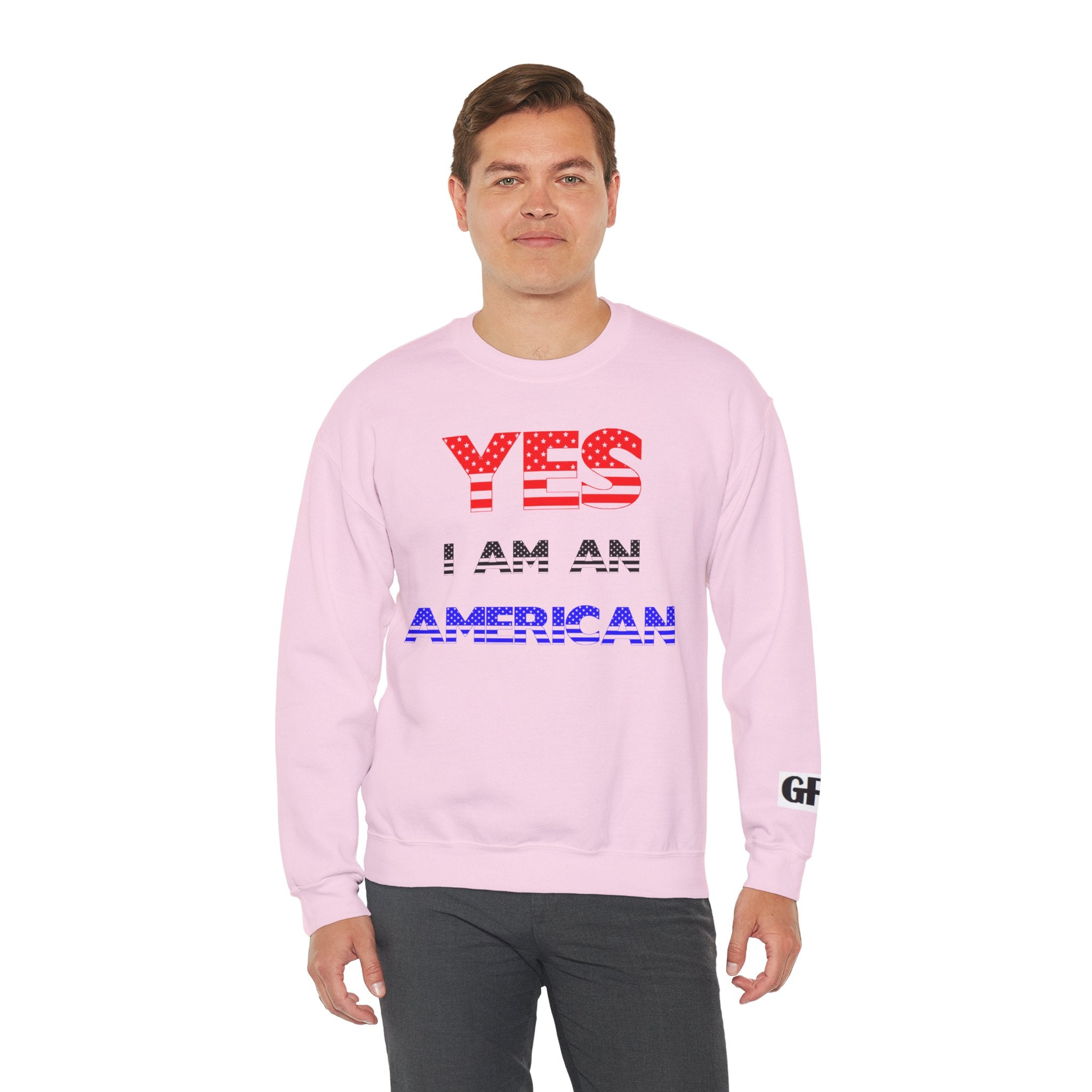Patriotic USA Eagle Crewneck Sweatshirt — "YES I AM AN AMERICAN" Graphic
