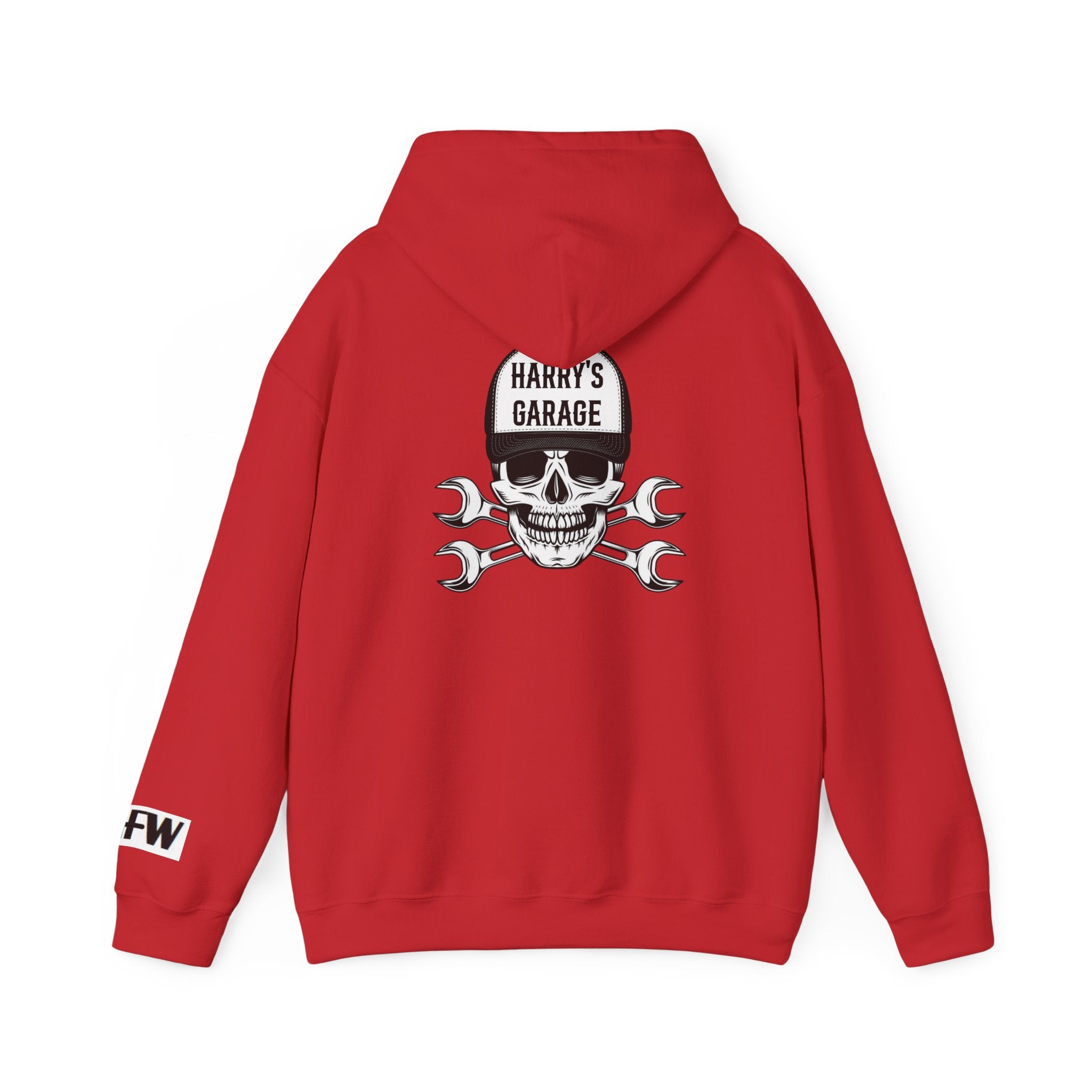 Personalisable - Garage Skull Hoodie — "Harry's Garage" Mechanic Wrench Pullover
