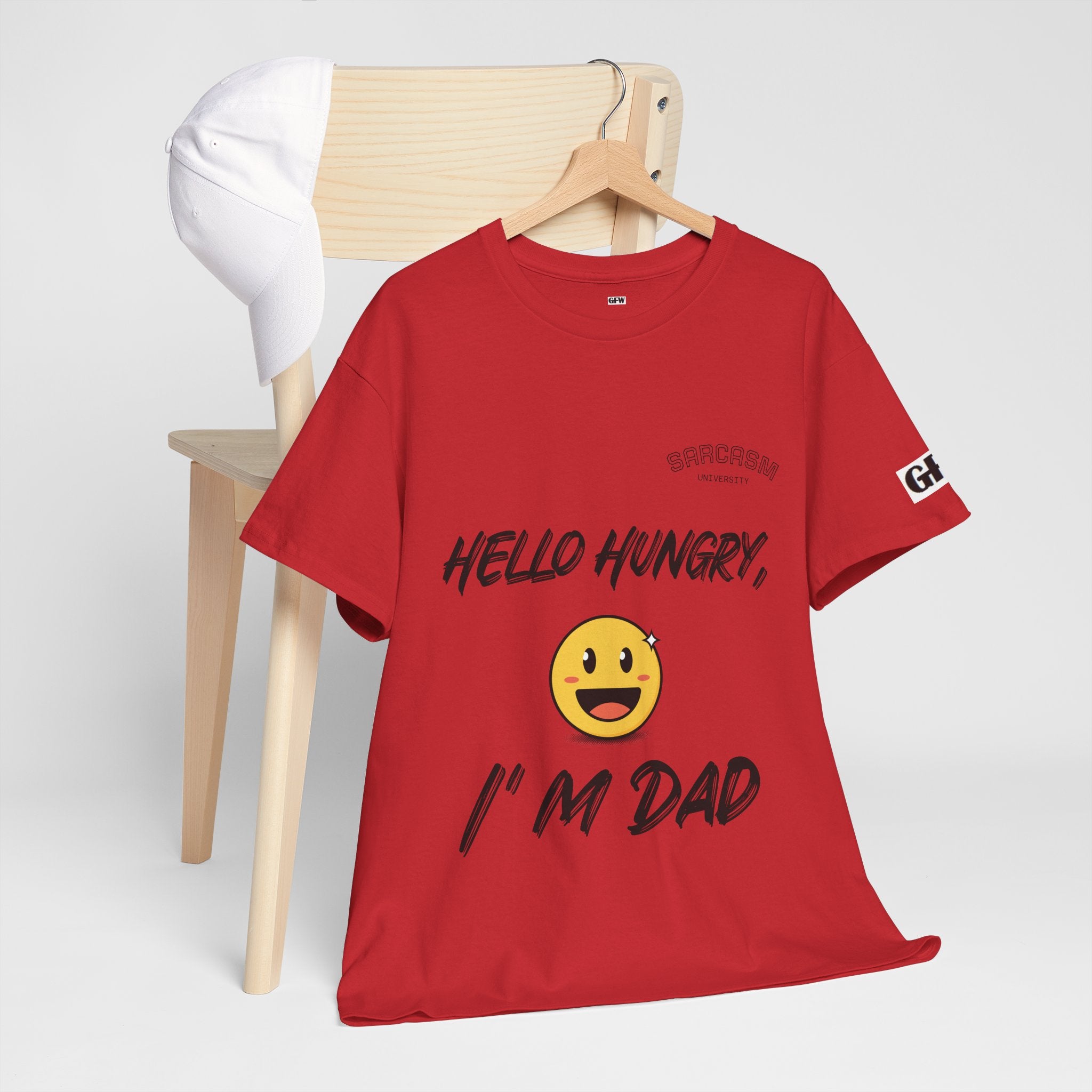 Dad T-Shirt — “Hello Hungry, I’m Dad” Funny Emoji Father’s Day Tee