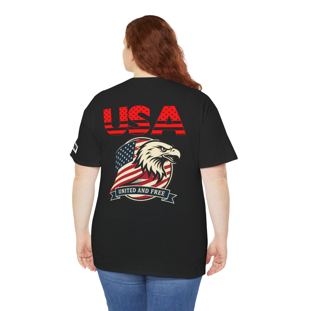 USA Bald Eagle T‑Shirt — "United and Free" Patriotic Tee