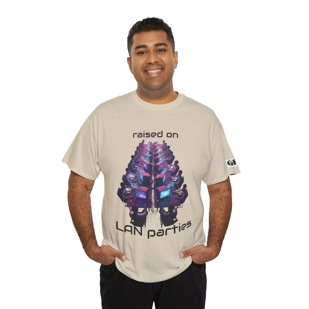 LAN Parties T-Shirt — "Raised on LAN parties" PC Gaming Tee with LAN Checklist