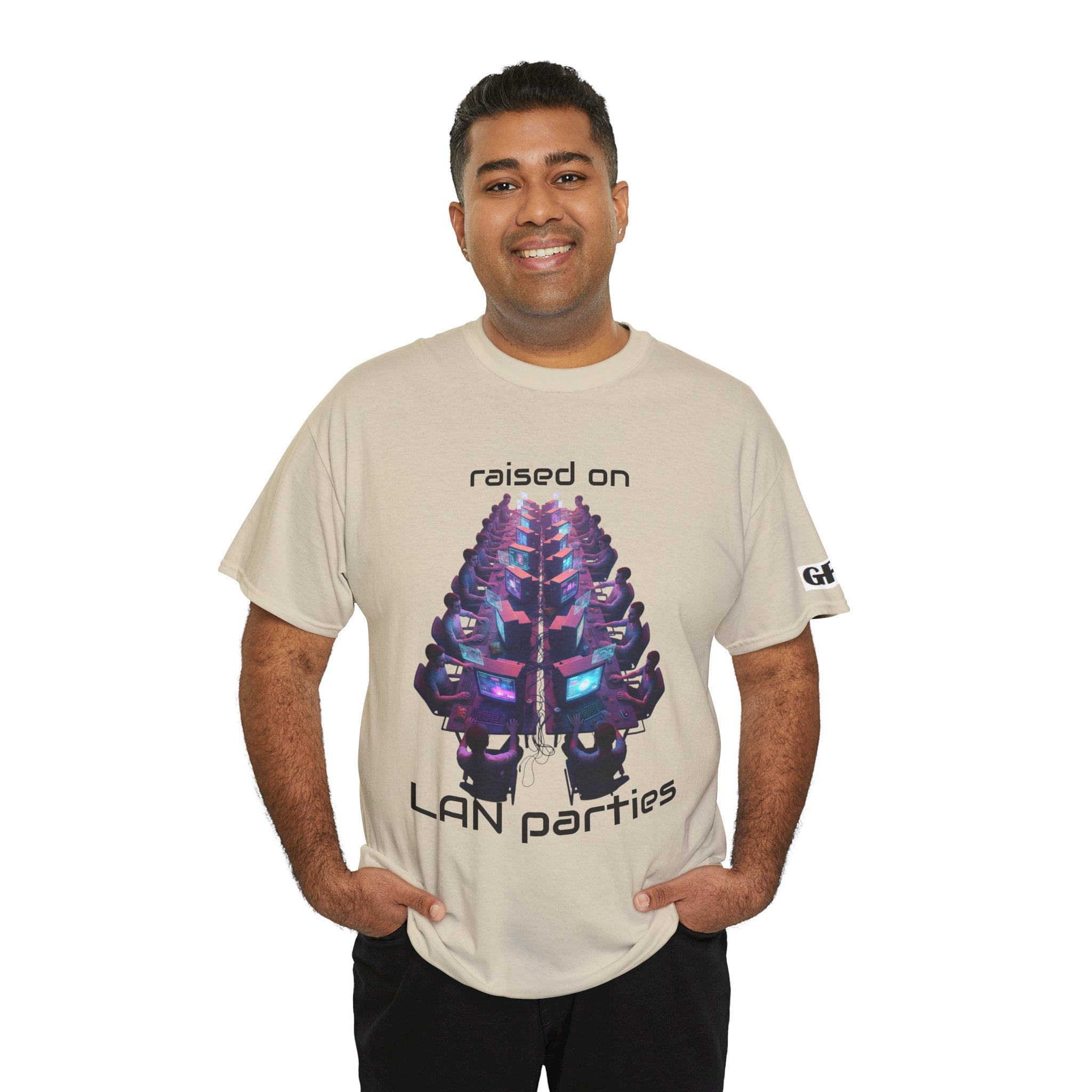 LAN Parties T-Shirt — "Raised on LAN parties" PC Gaming Tee with LAN Checklist