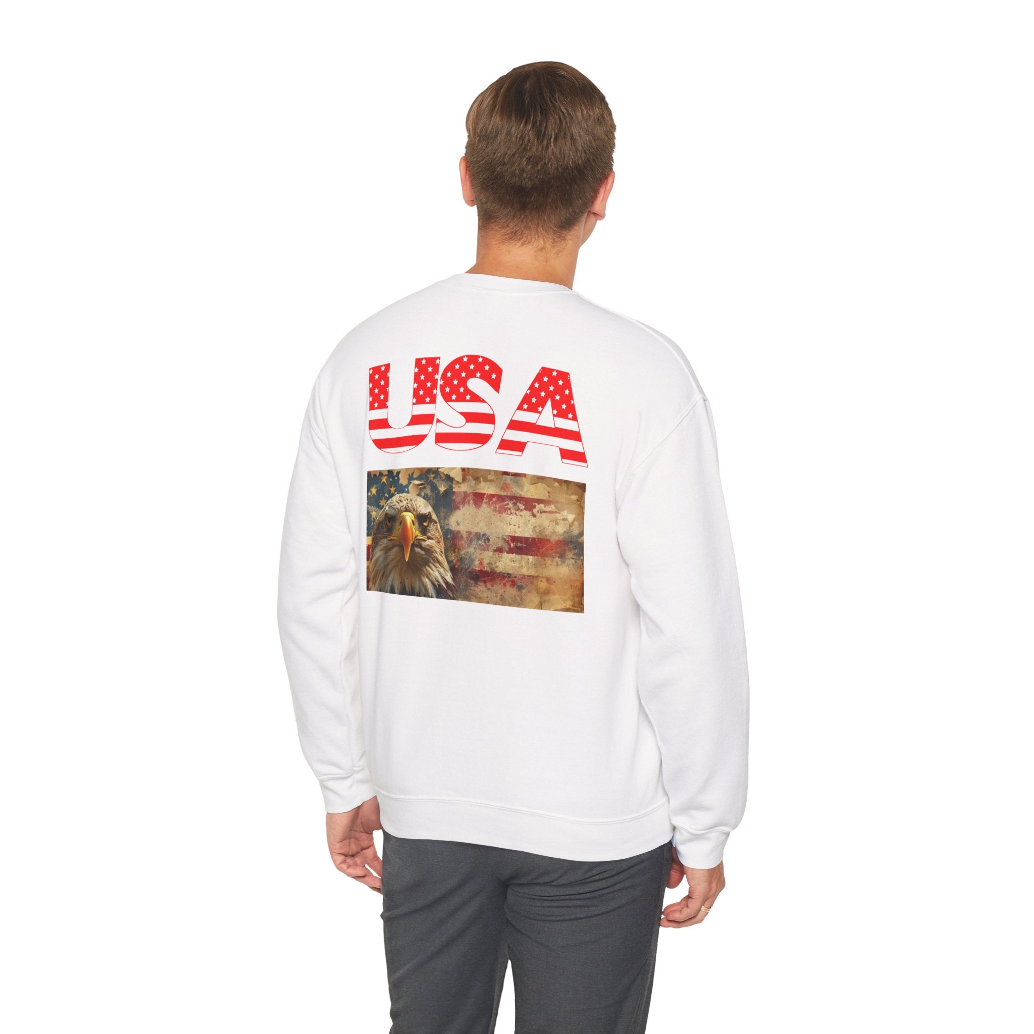 Patriotic USA Eagle Crewneck Sweatshirt — "YES I AM AN AMERICAN" Graphic