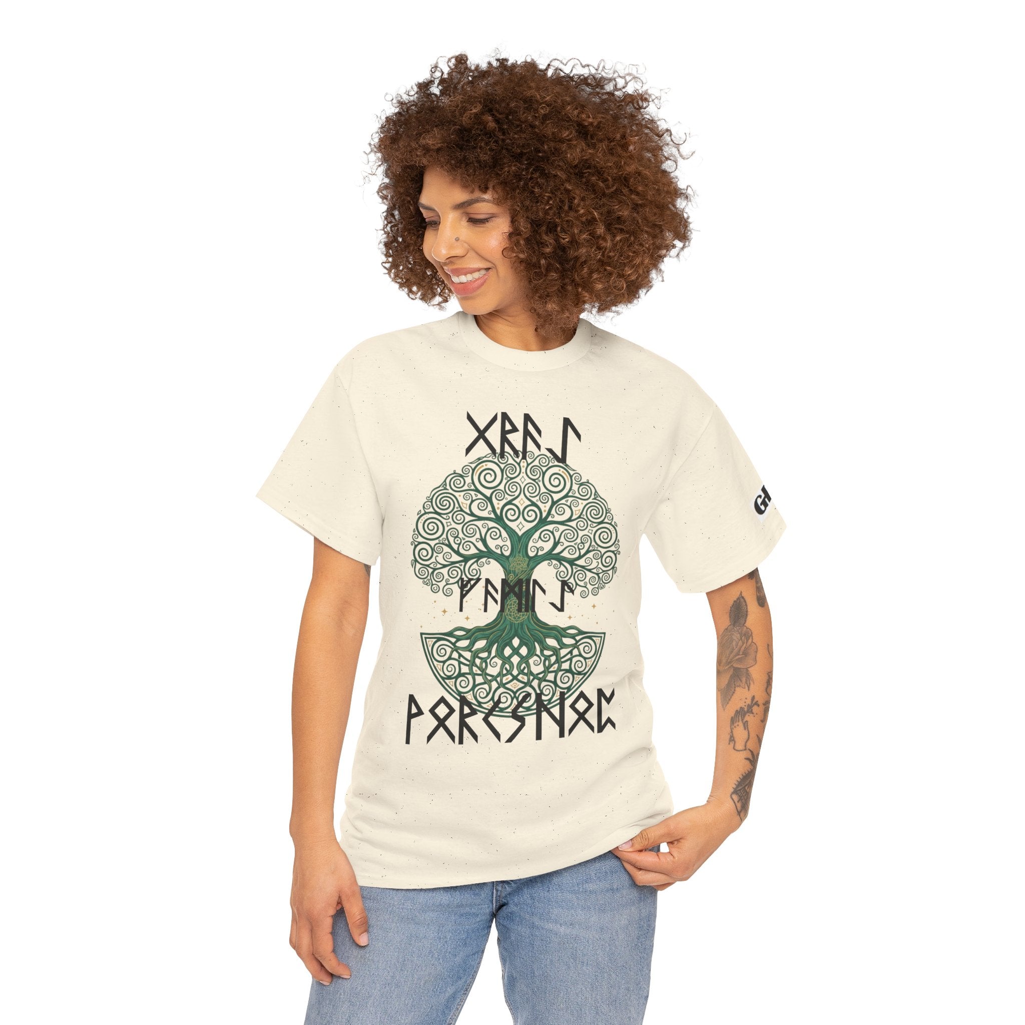 Yggdrasil Tree of Life T‑Shirt — "Gray Family Workshop" written in Rune