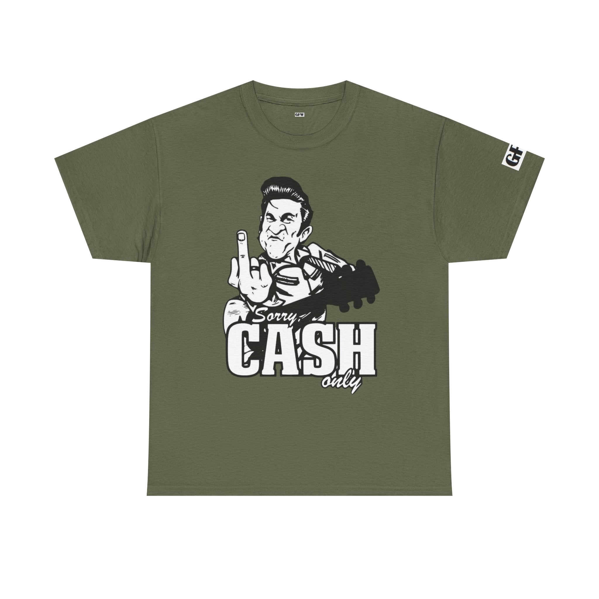 Graphic Tee — 'Sorry Cash Only' Johnny Guitar Retro Rock T-Shirt