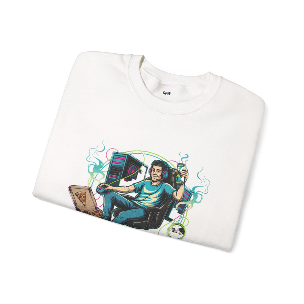 Gamer Chill Crewneck Sweatshirt – 'Level Up' Retro PC Gaming Graphic