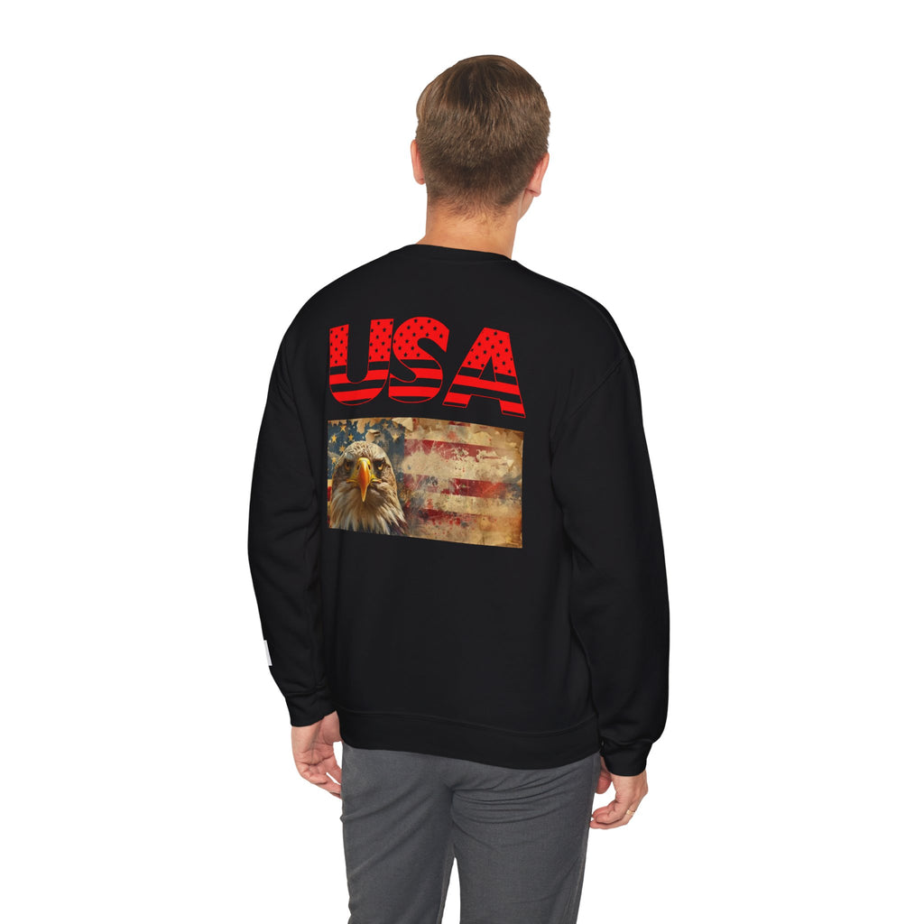 Patriotic USA Eagle Crewneck Sweatshirt — "YES I AM AN AMERICAN" Graphic