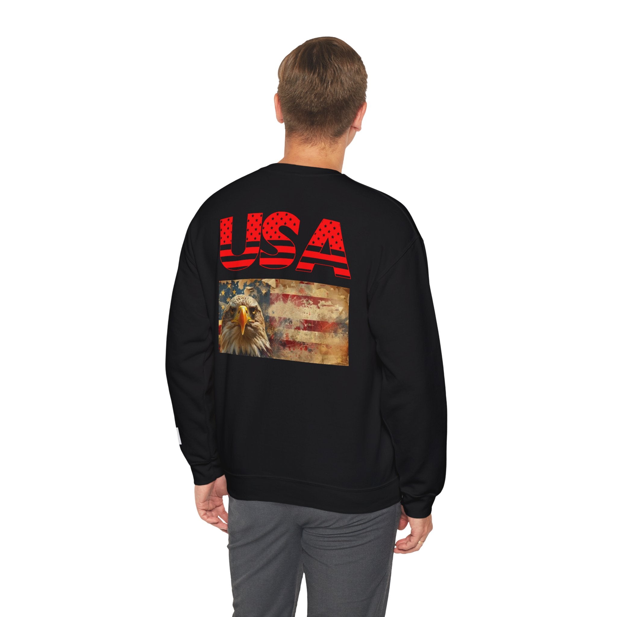 Patriotic USA Eagle Crewneck Sweatshirt — "YES I AM AN AMERICAN" Graphic