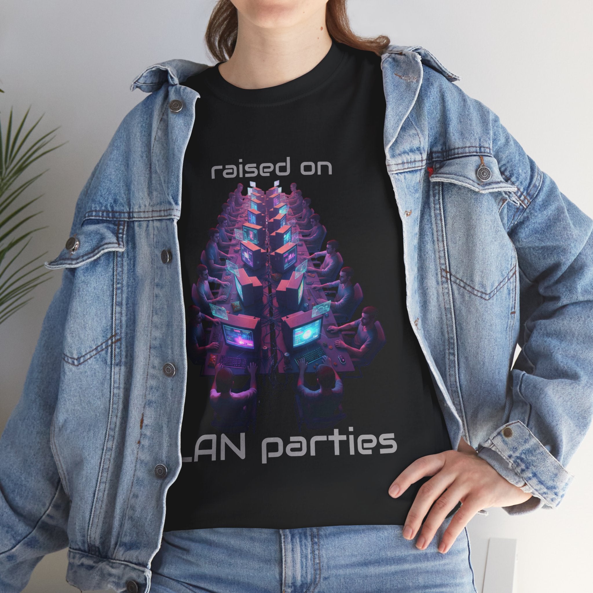 LAN Parties T-Shirt — "Raised on LAN parties" PC Gaming Tee with LAN Checklist