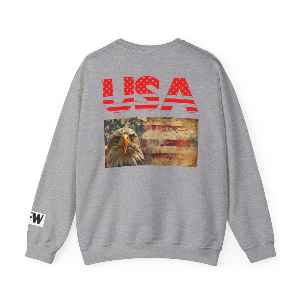 Patriotic USA Eagle Crewneck Sweatshirt — "YES I AM AN AMERICAN" Graphic