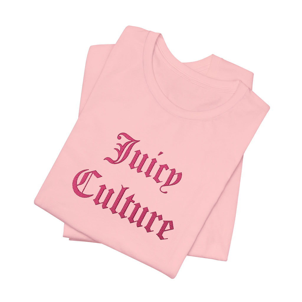 Juicy Culture Graphic Tee — Gothic Script White T-Shirt