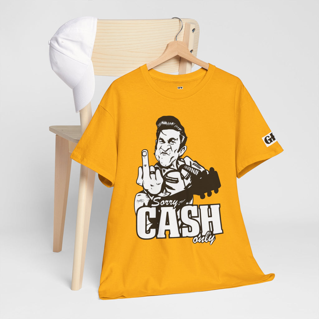 Graphic Tee — 'Sorry Cash Only' Johnny Guitar Retro Rock T-Shirt