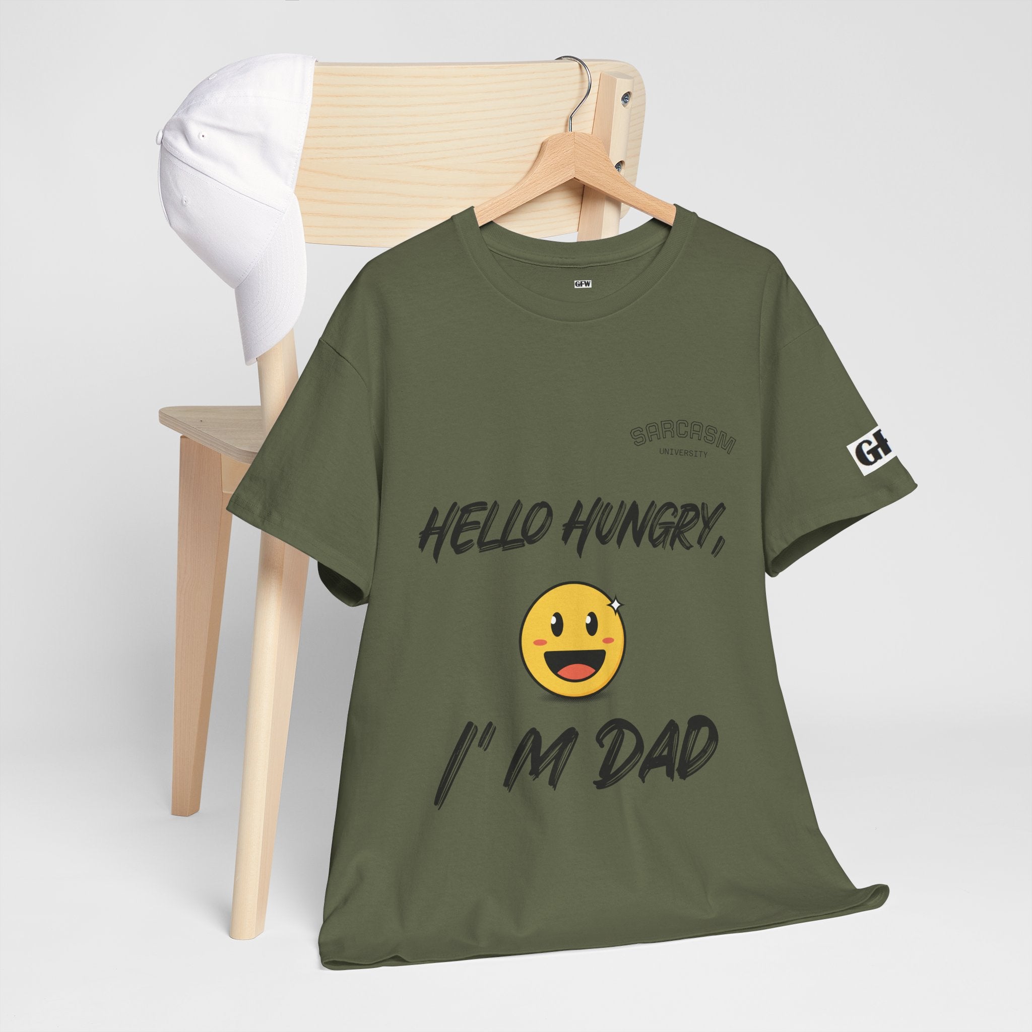Dad T-Shirt — “Hello Hungry, I’m Dad” Funny Emoji Father’s Day Tee