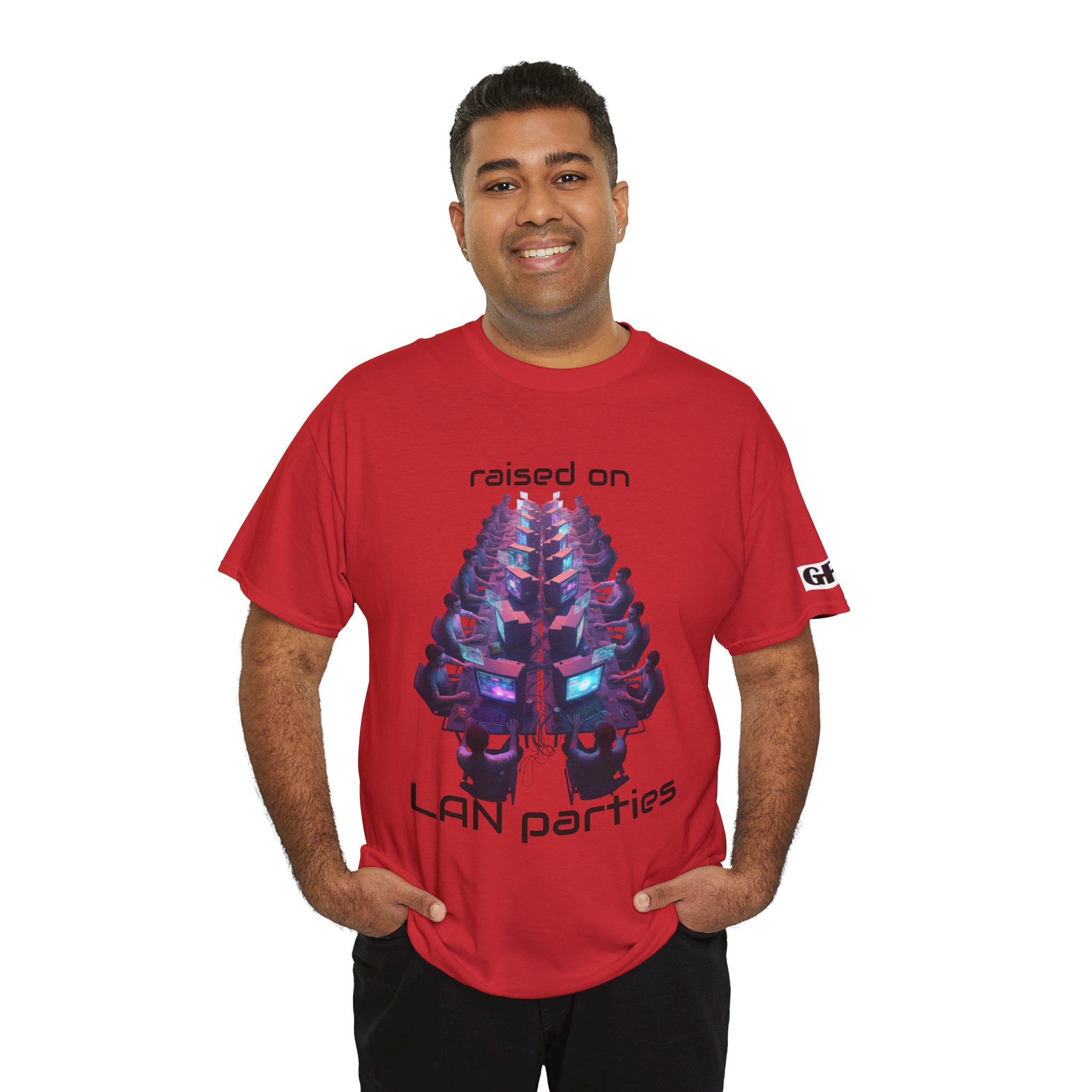 LAN Parties T-Shirt — "Raised on LAN parties" PC Gaming Tee with LAN Checklist