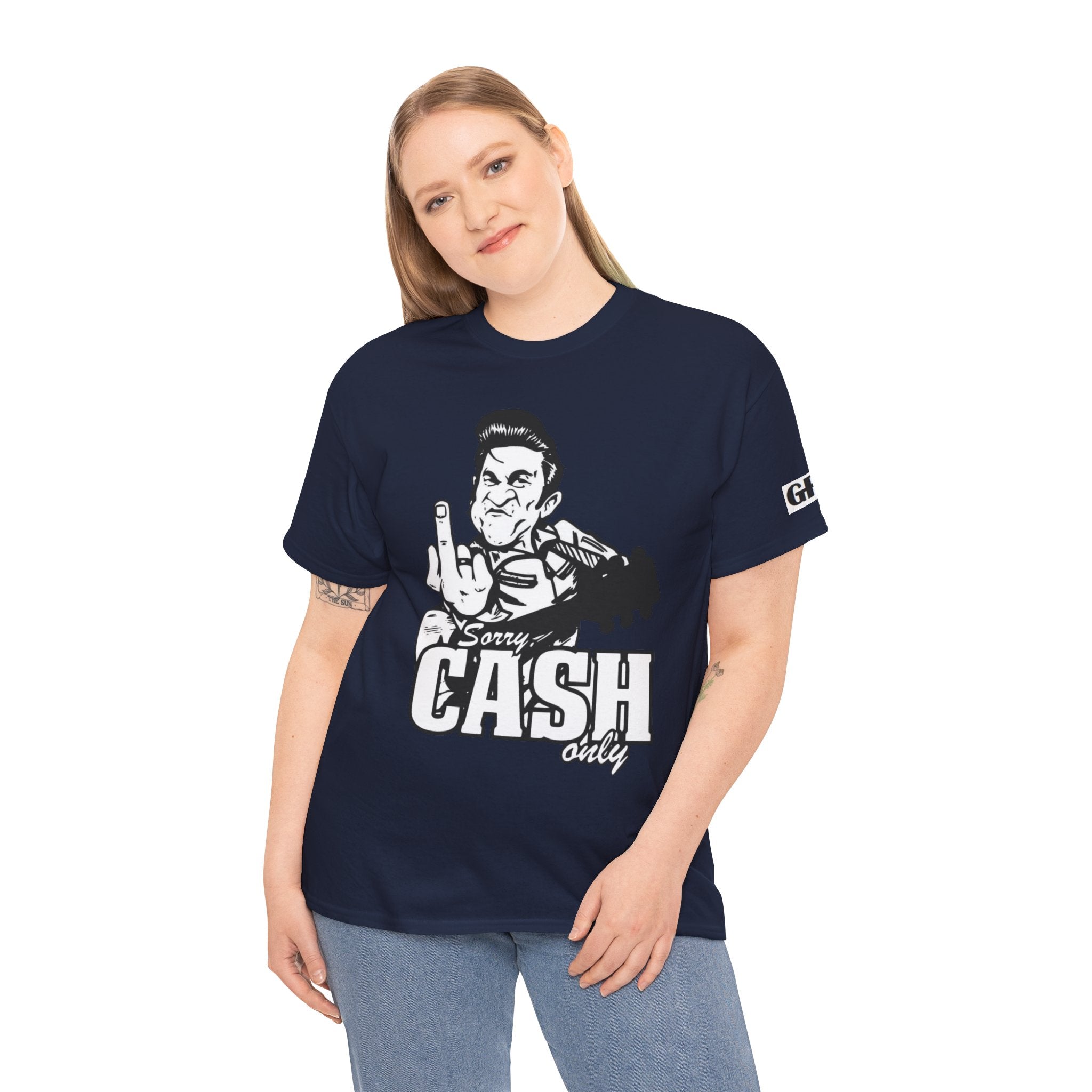Graphic Tee — 'Sorry Cash Only' Johnny Guitar Retro Rock T-Shirt