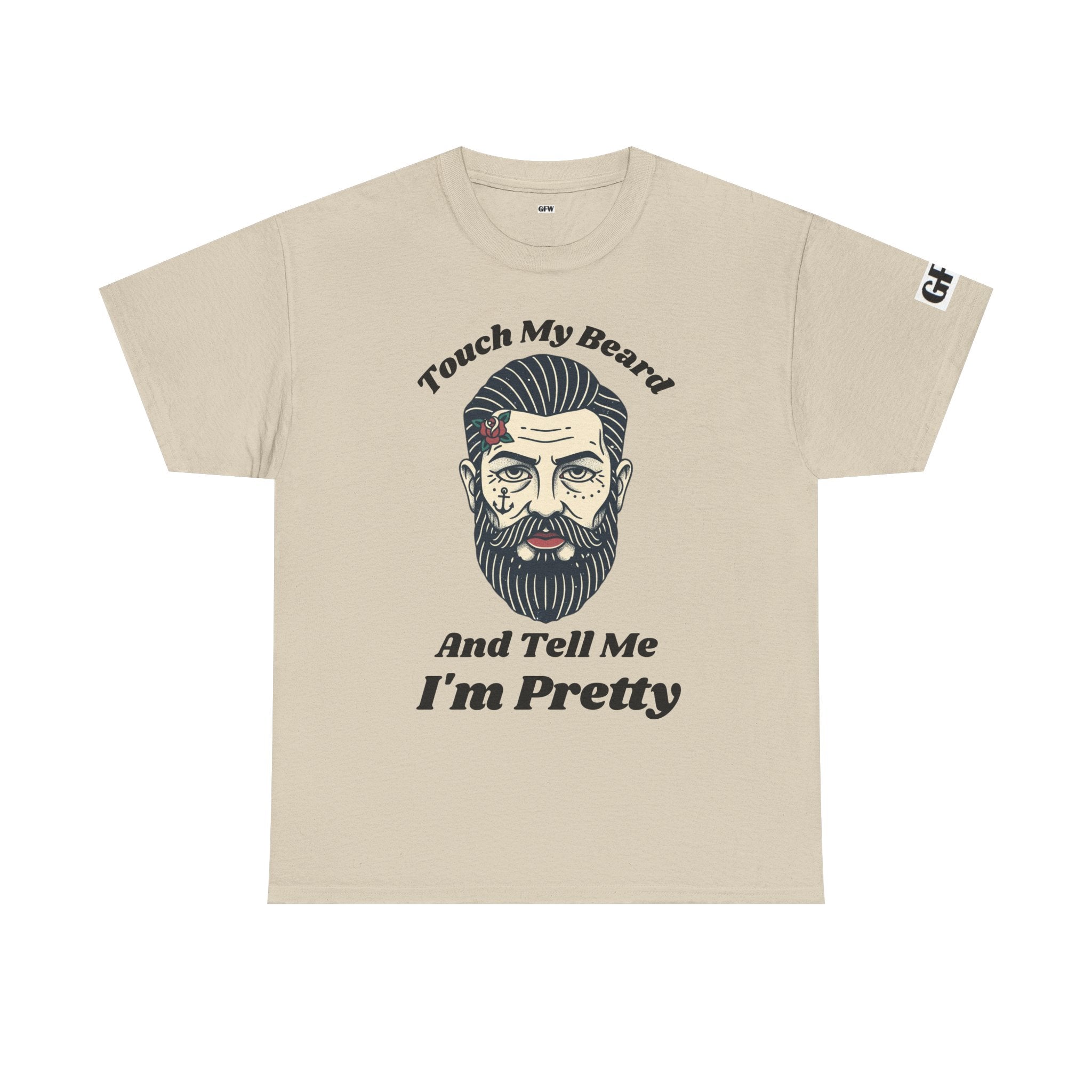 Bearded Tee – "Touch My Beard And Tell Me I'm Pretty" Funny Graphic T-Shirt