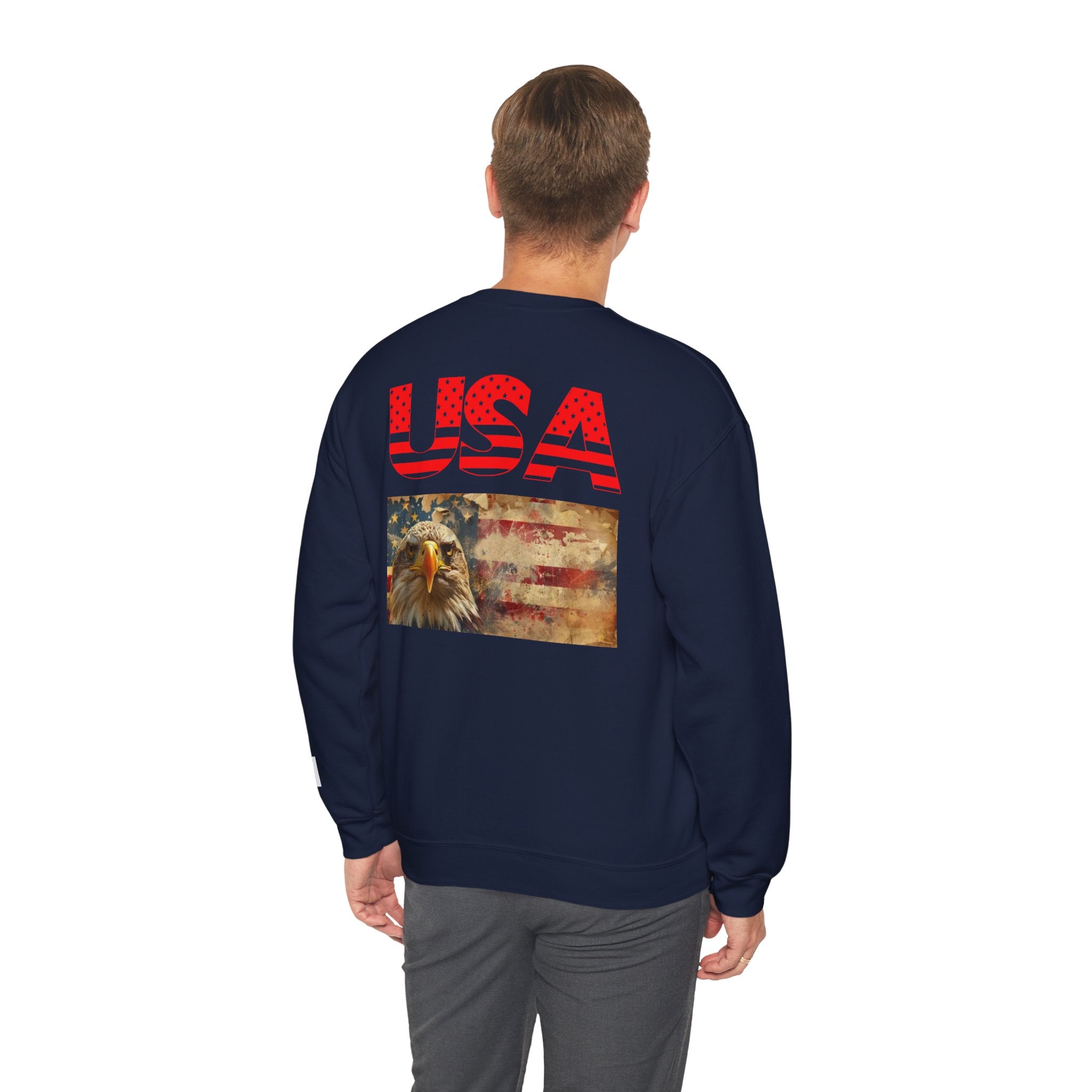 Patriotic USA Eagle Crewneck Sweatshirt — "YES I AM AN AMERICAN" Graphic