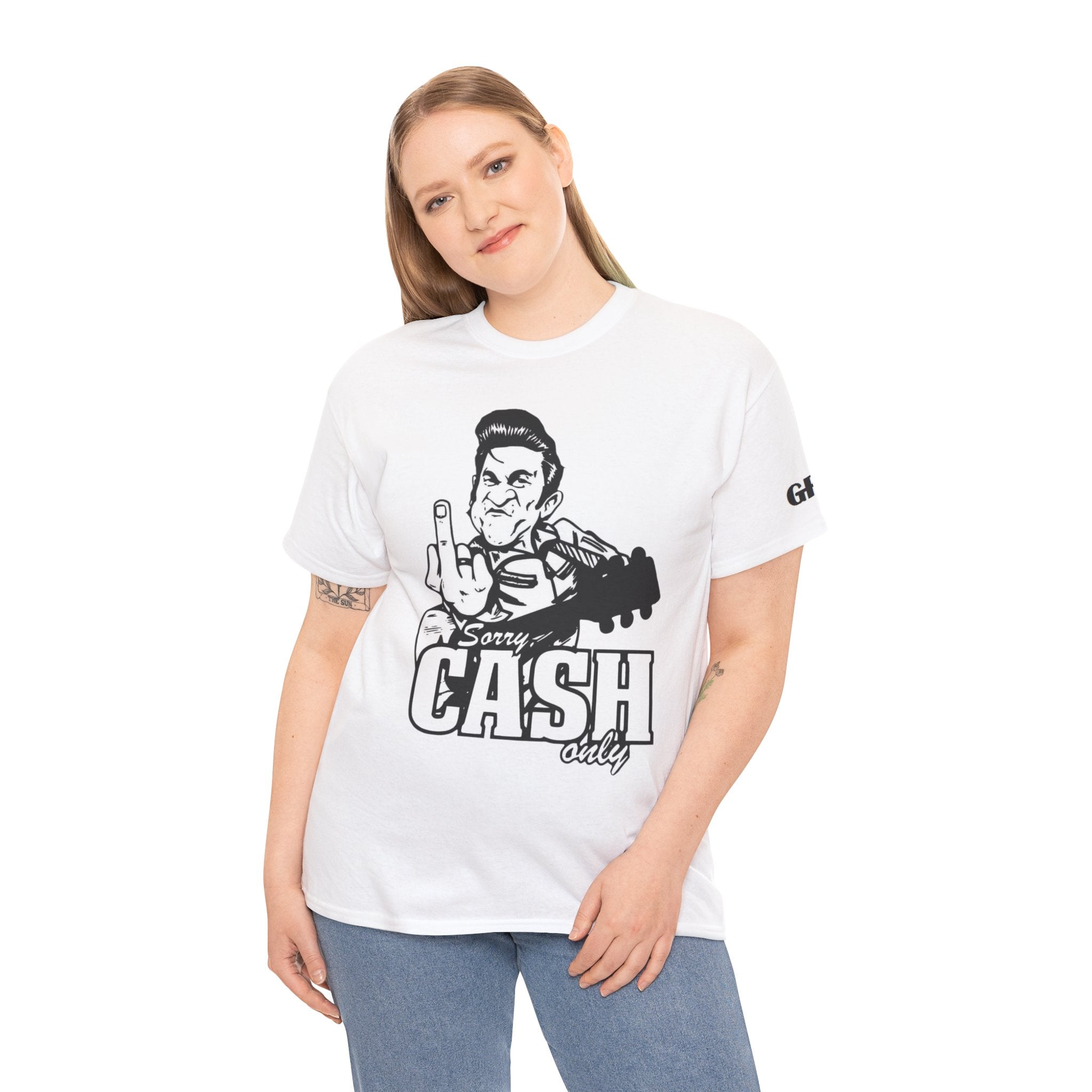 Graphic Tee — 'Sorry Cash Only' Johnny Guitar Retro Rock T-Shirt
