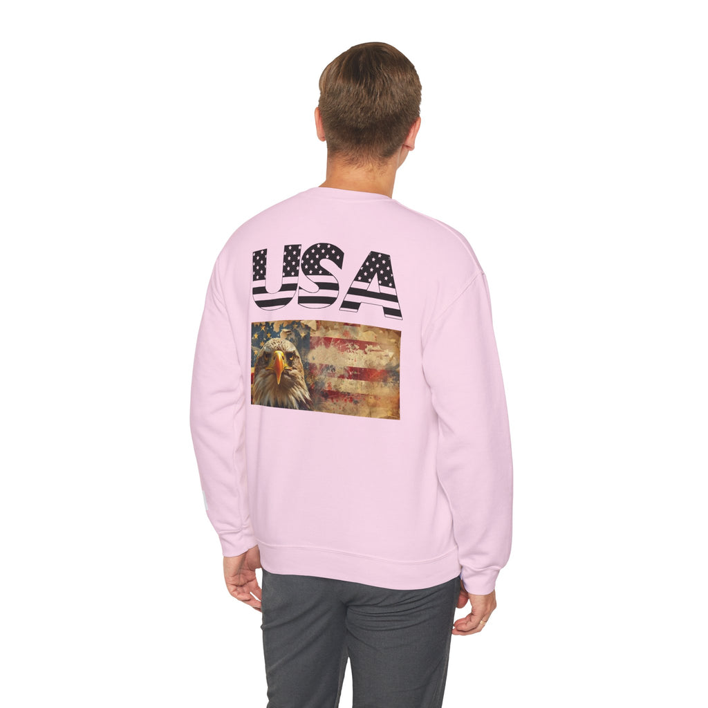 Patriotic USA Eagle Crewneck Sweatshirt — "YES I AM AN AMERICAN" Graphic