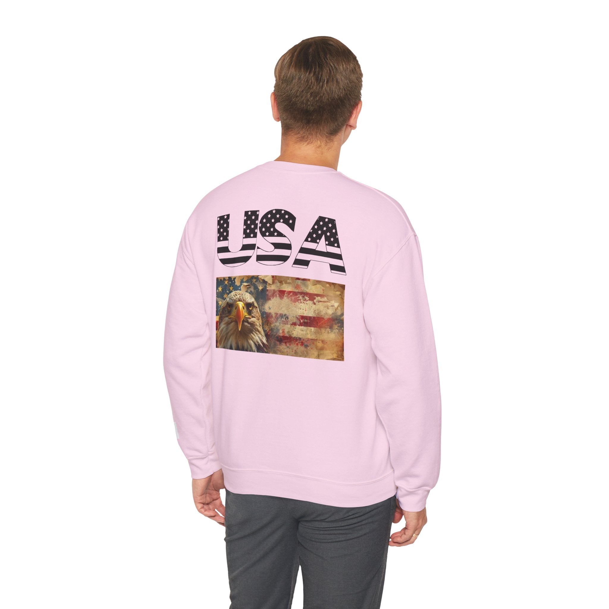 Patriotic USA Eagle Crewneck Sweatshirt — "YES I AM AN AMERICAN" Graphic