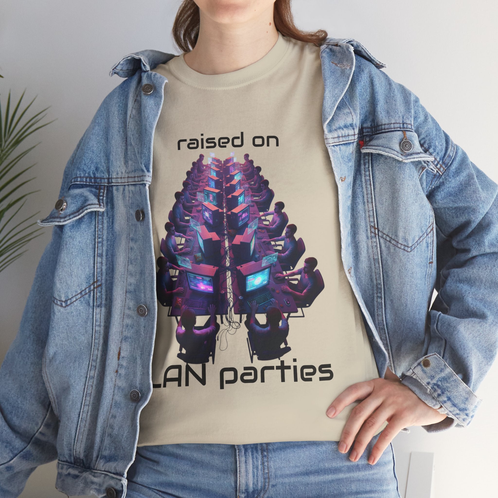 LAN Parties T-Shirt — "Raised on LAN parties" PC Gaming Tee with LAN Checklist