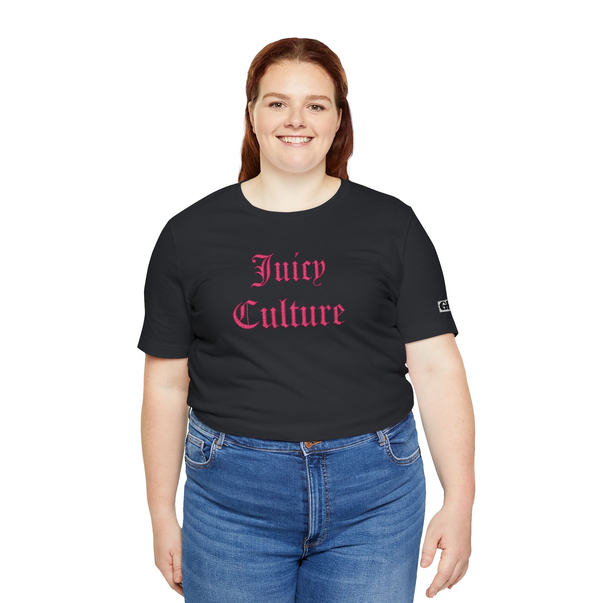 Juicy Culture Graphic Tee — Gothic Script White T-Shirt