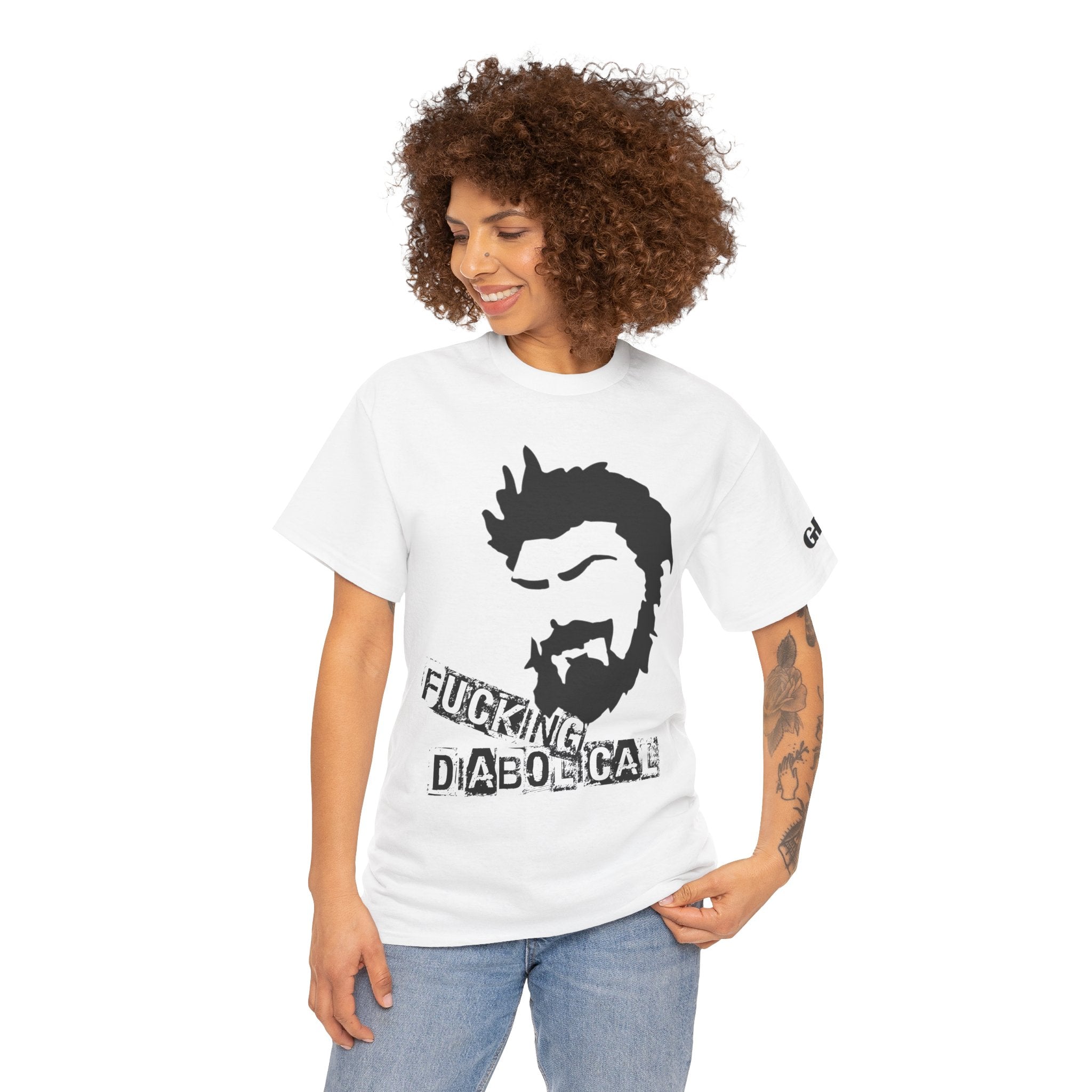 Diabolical Beard Graphic Tee – "Fucking Diabolical" White Cotton Shirt