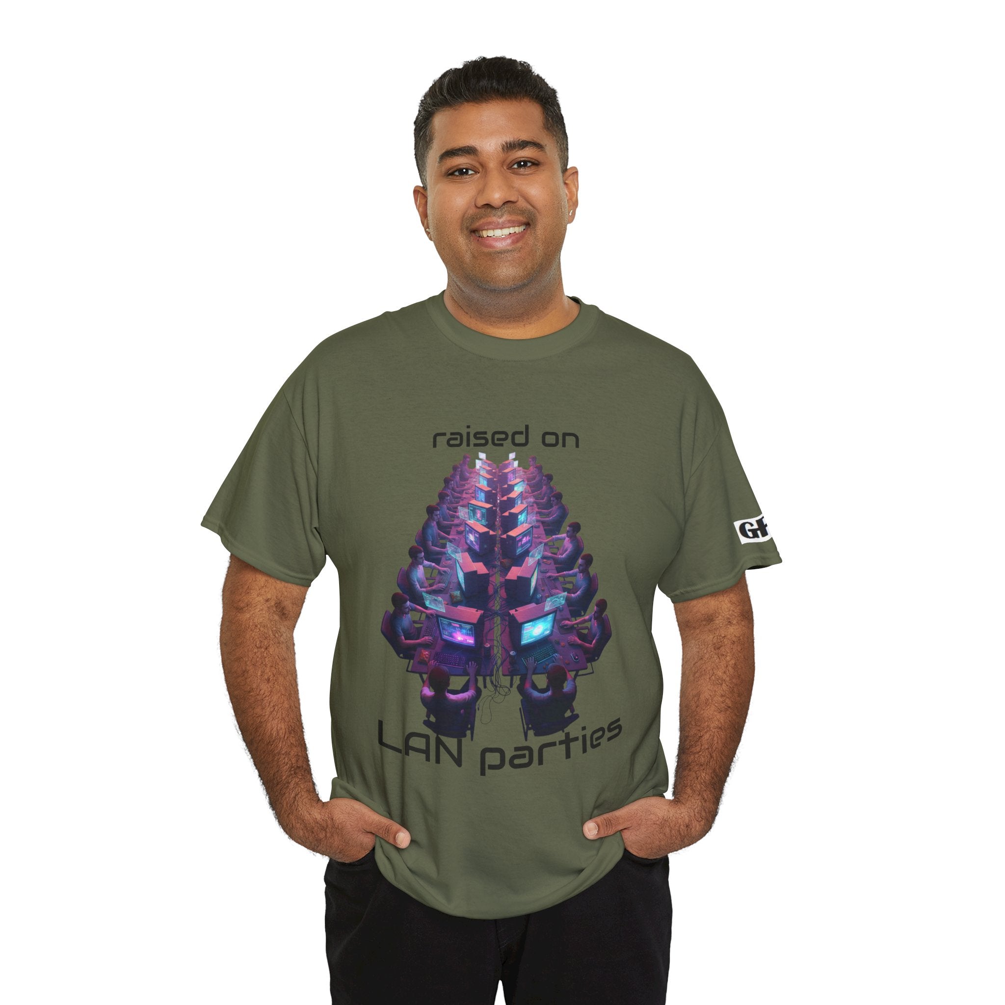 LAN Parties T-Shirt — "Raised on LAN parties" PC Gaming Tee with LAN Checklist