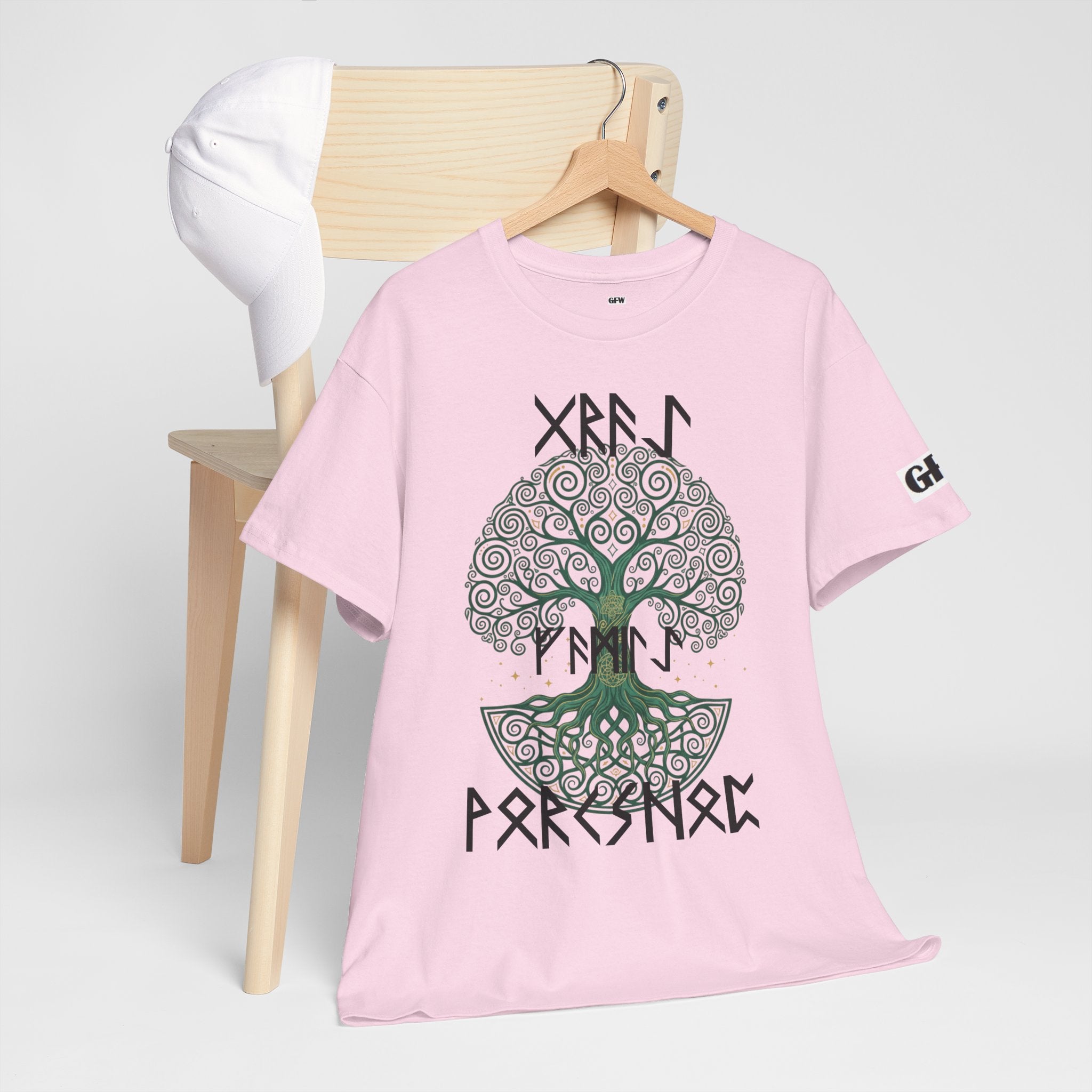 Yggdrasil Tree of Life T‑Shirt — "Gray Family Workshop" written in Rune